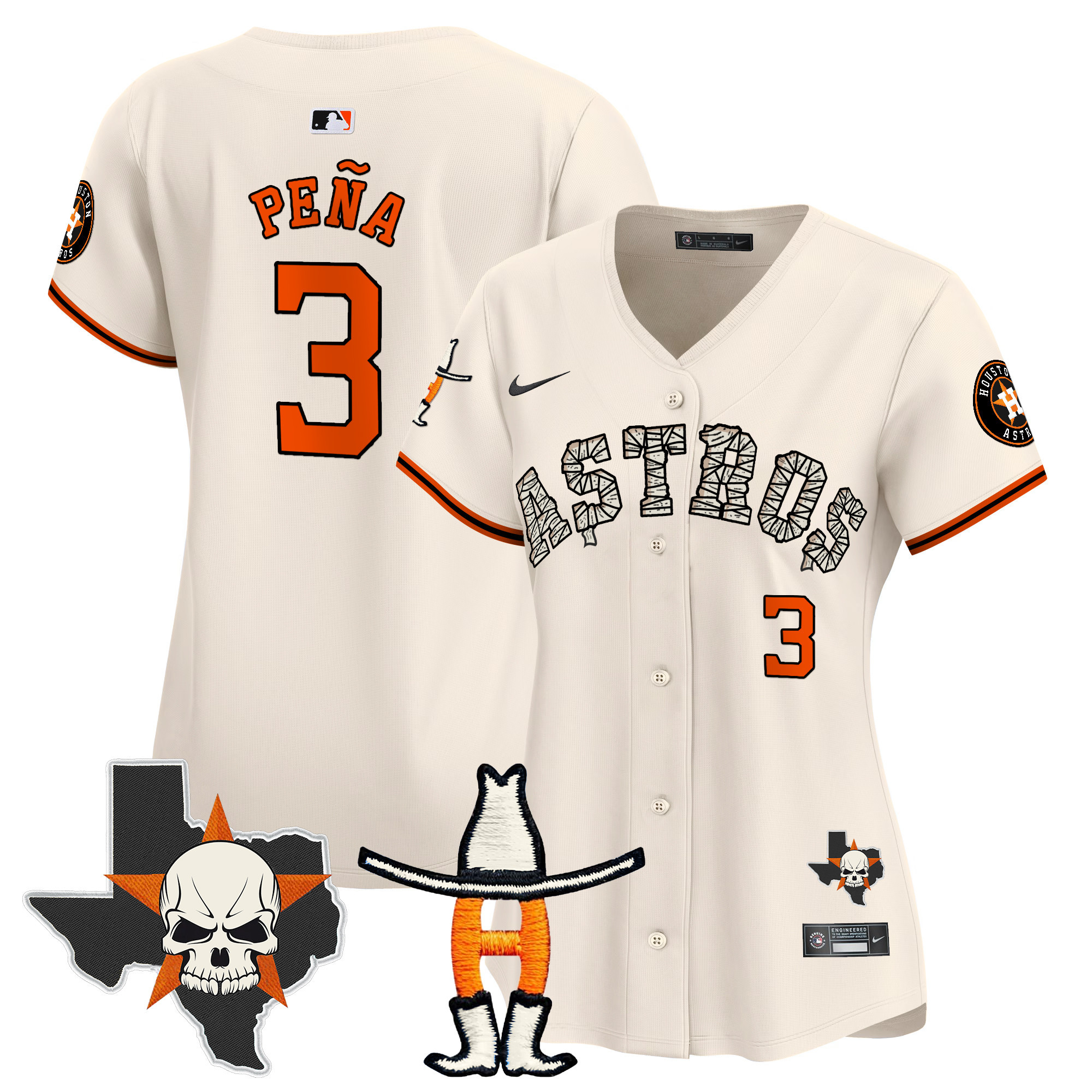 Women's Jeremy Pena Houston Astros Halloween Vapor Premier Limited Cream Jersey - All Stitched
