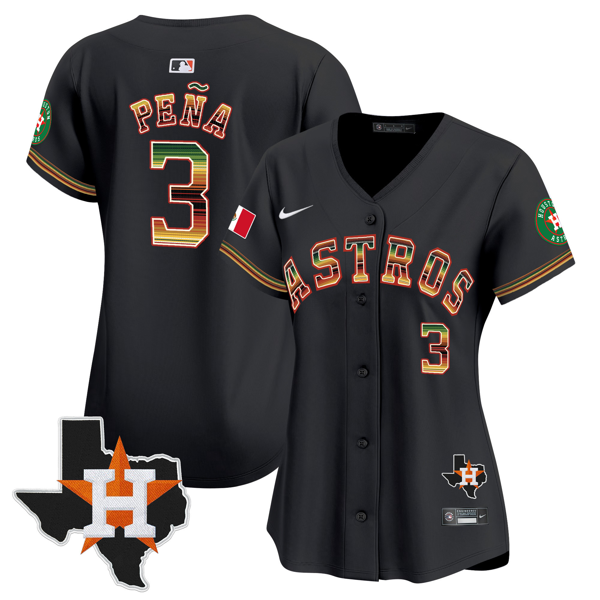 Women's Jeremy Pena Houston Astros Mexico Traditional Style Vapor Premier Limited Black Jersey - All Stitched