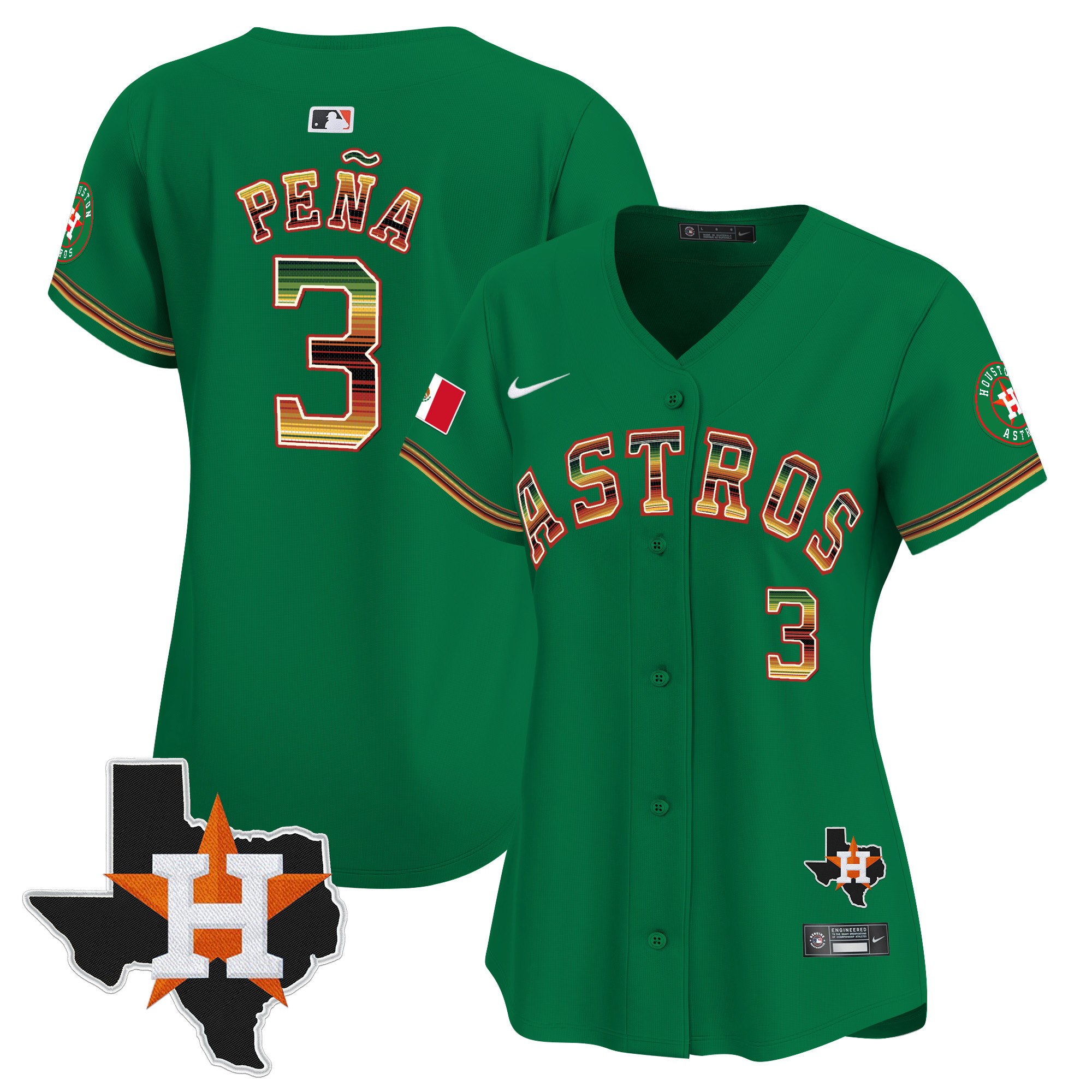 Women's Jeremy Pena Houston Astros Mexico Traditional Style Vapor Premier Limited Green Jersey - All Stitched