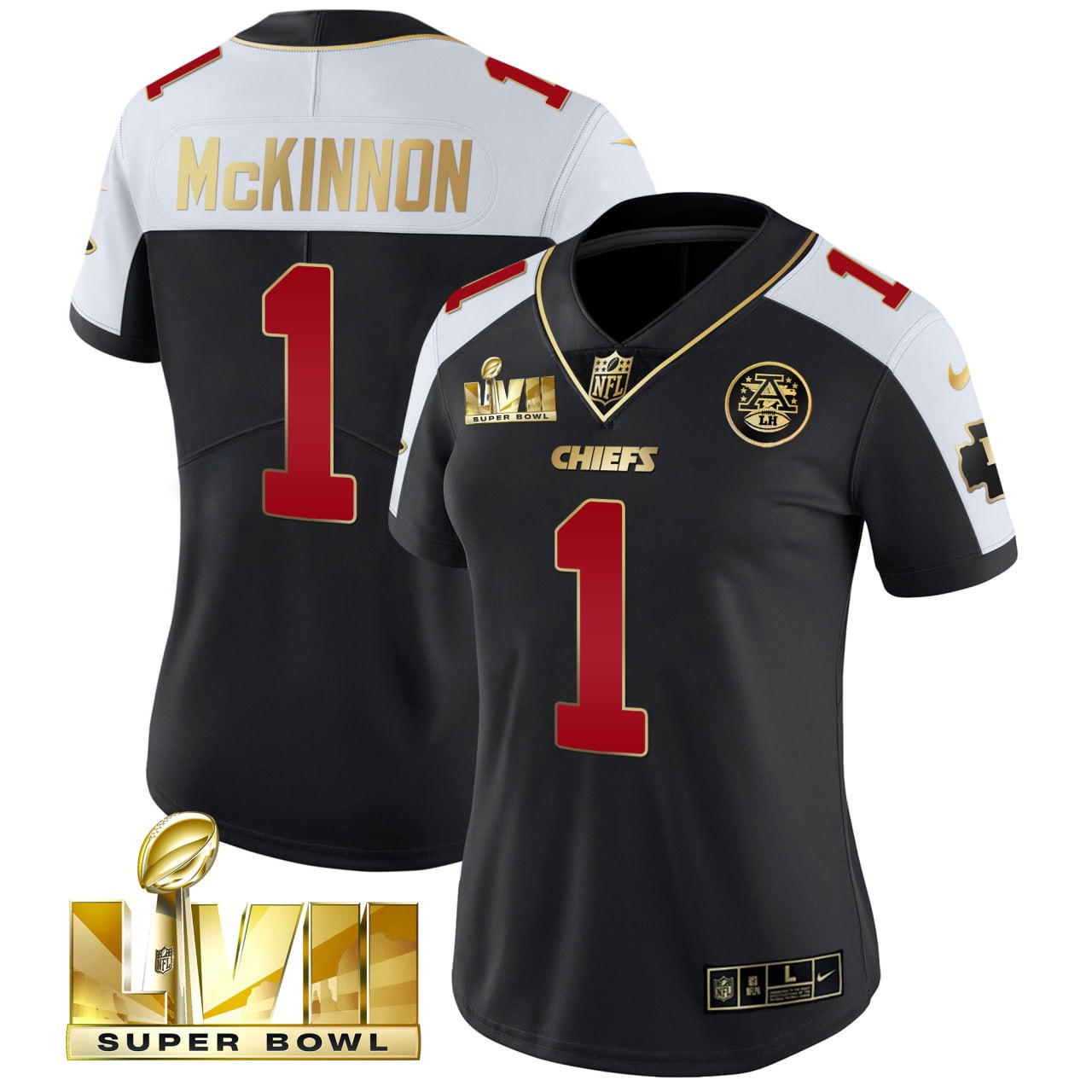 Women's Jerick McKinnon Kansas City Chiefs Super Bowl LVII Vapor Black Alternate Jersey - All Stitched 