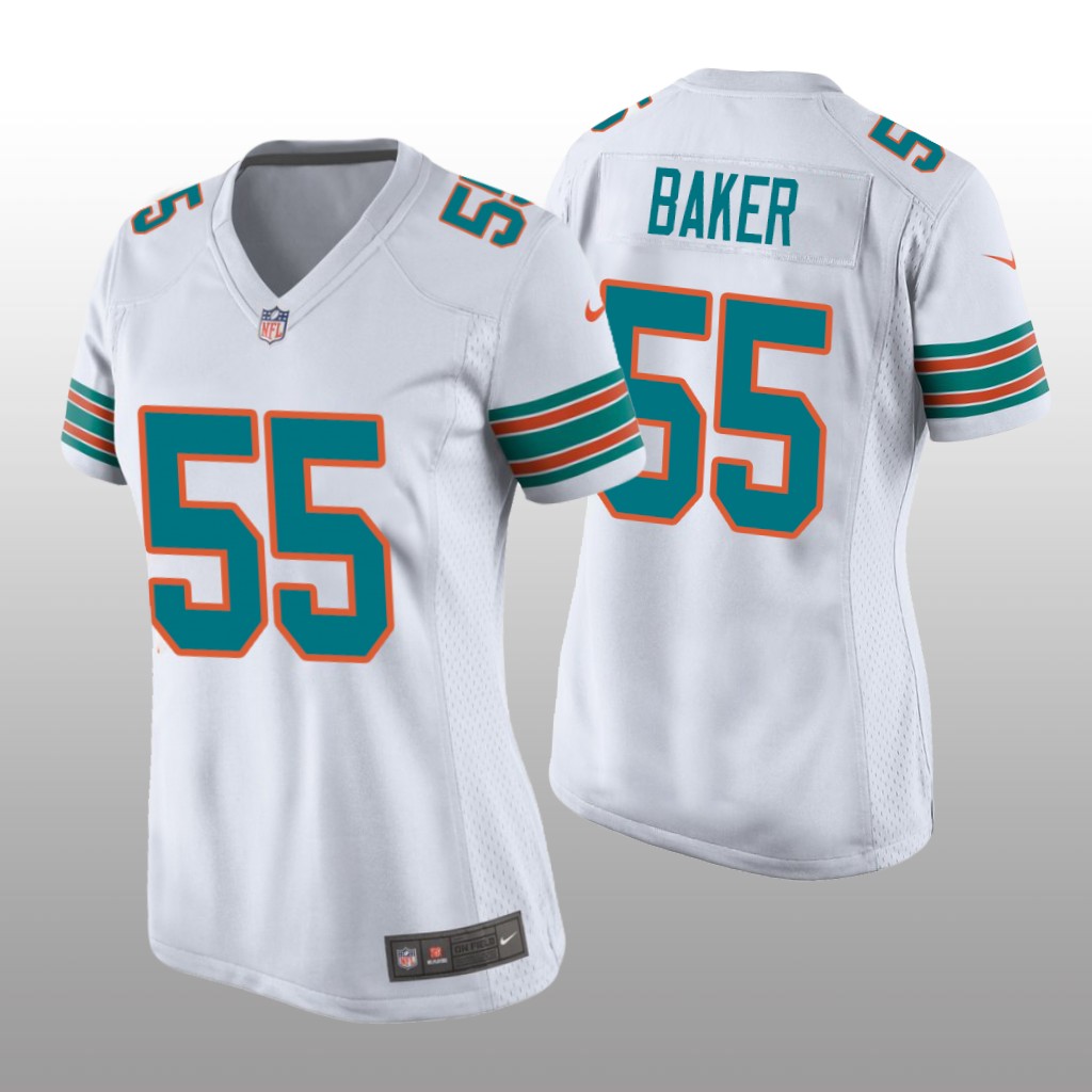 Women's Jerome Baker Miami Dolphins White Throwback Jersey