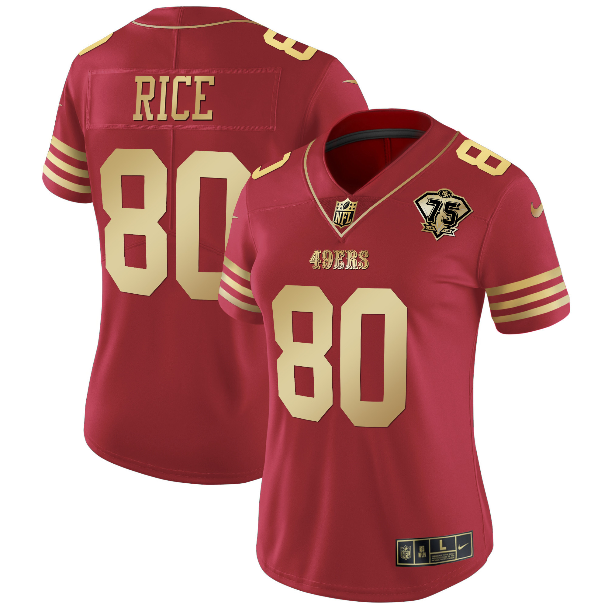 Women's Jerry Rice San Francisco 49ers 2023 Vapor Gold Limited Scarlet Gold Jersey - All Stitched