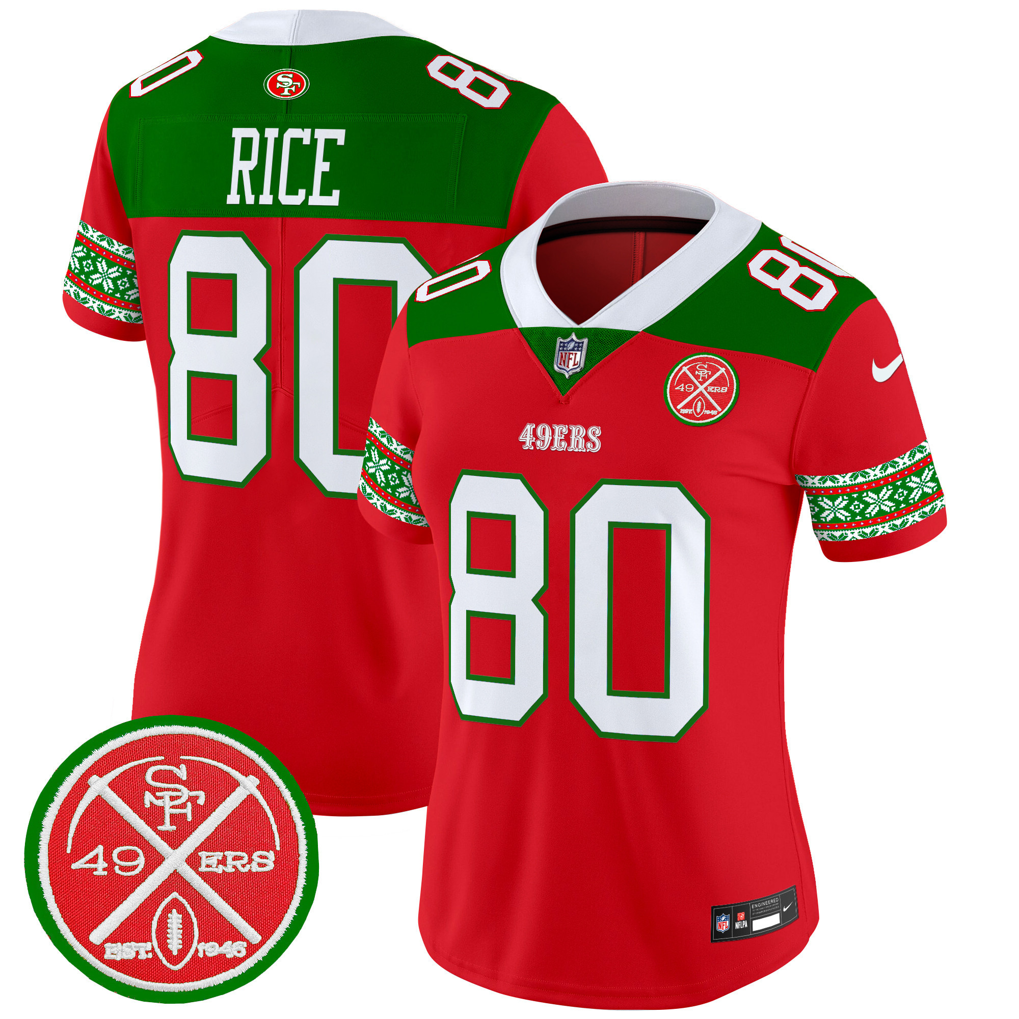 Women's Jerry Rice San Francisco 49ers 2024 Christmas Vapor Limited Red Jersey - All Stitched