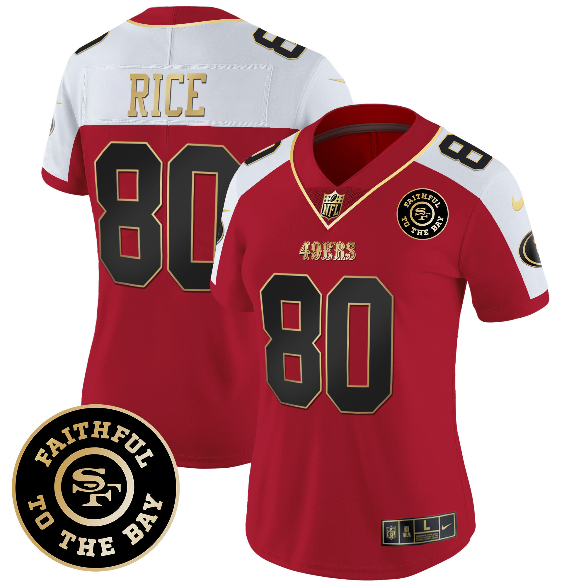 Women's Jerry Rice San Francisco 49ers Faithful To The Bay Patch Vapor Limited Alternate Jersey - All Stitched