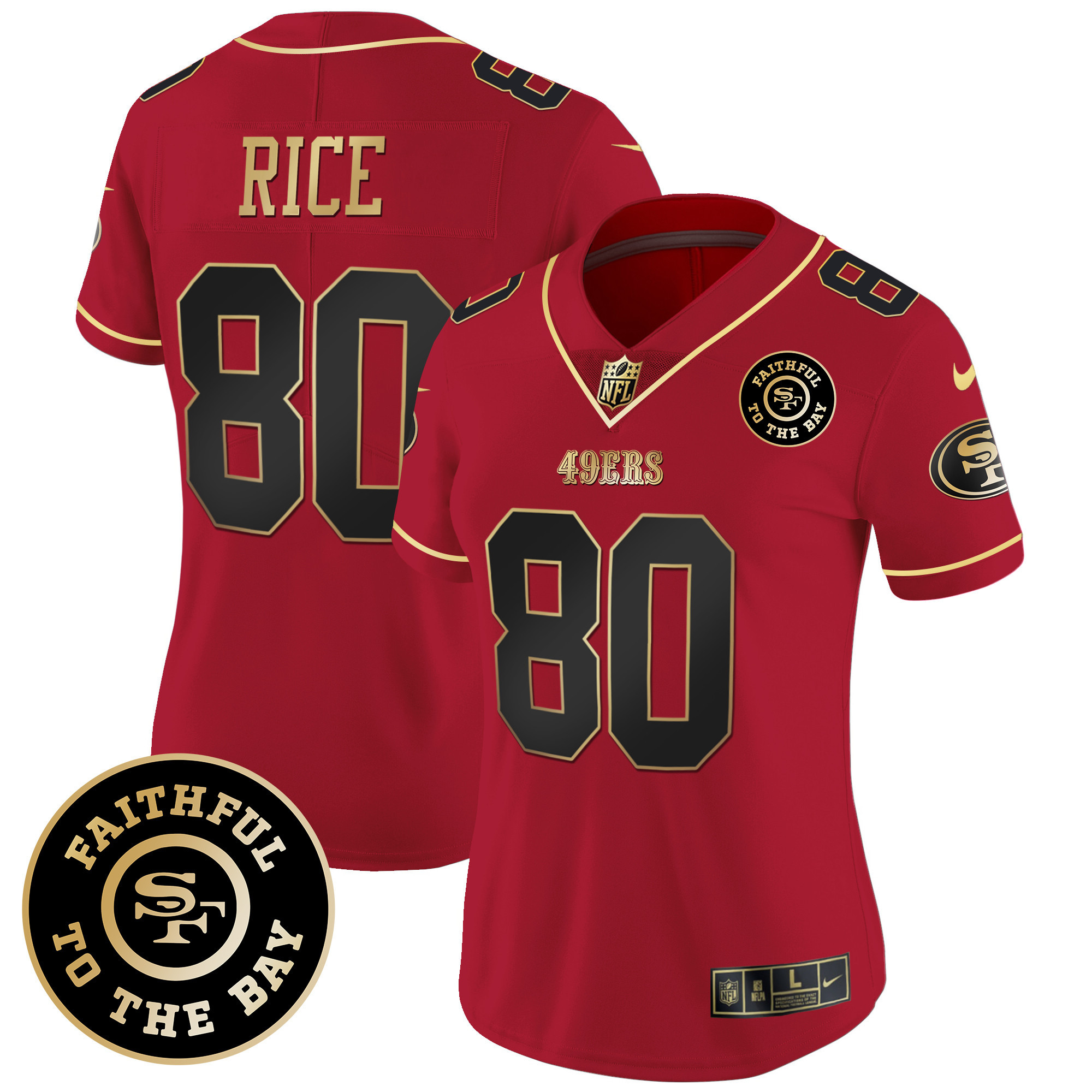 Women's Jerry Rice San Francisco 49ers Faithful To The Bay Patch Vapor Limited Scarlet Limited Jersey V7 - All Stitched