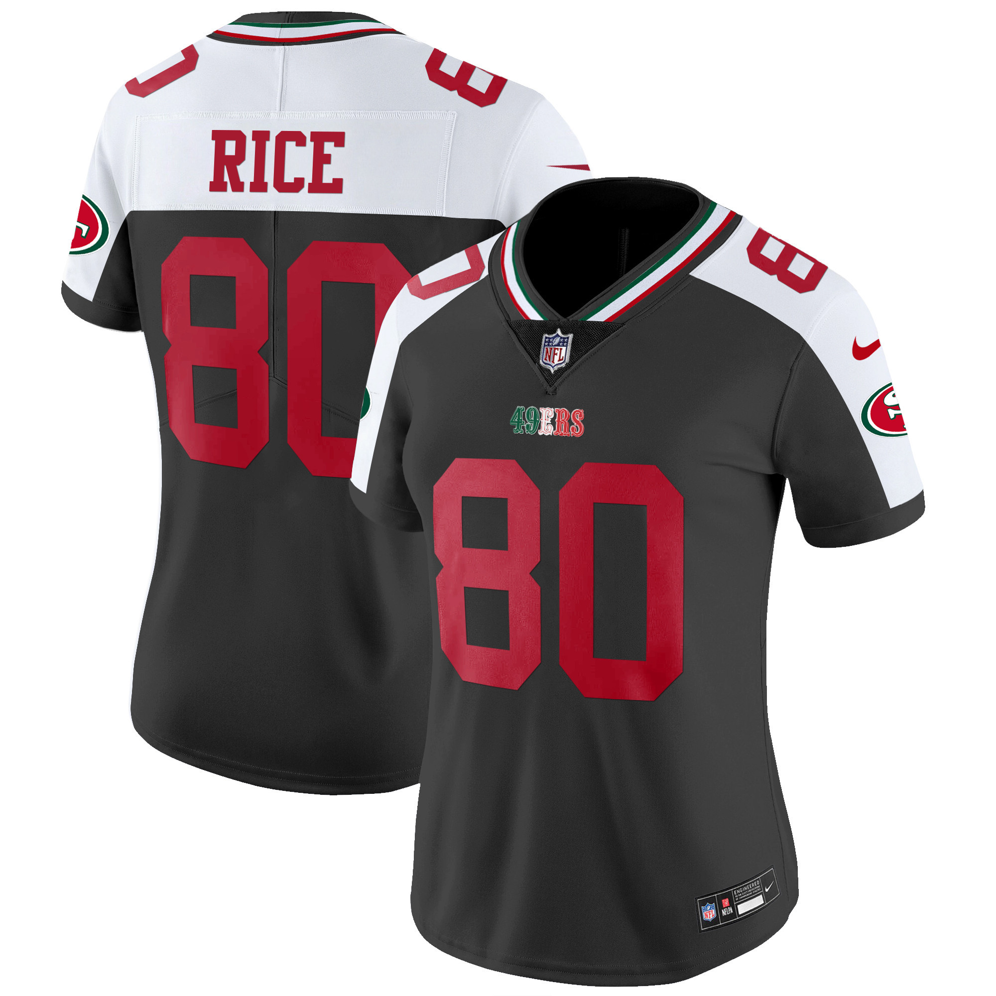 Women's Jerry Rice San Francisco 49ers Mexico Vapor Black Alternate Jersey V2 - All Stitched