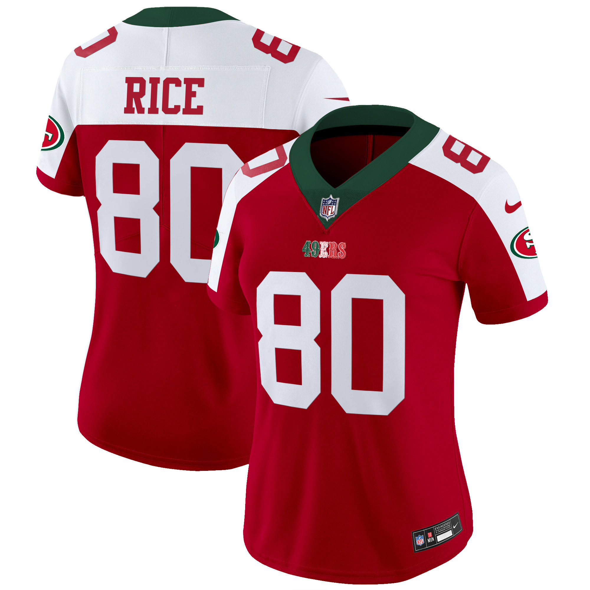 Women's Jerry Rice San Francisco 49ers Mexico Vapor Red Alternate Jersey V2 - All Stitched