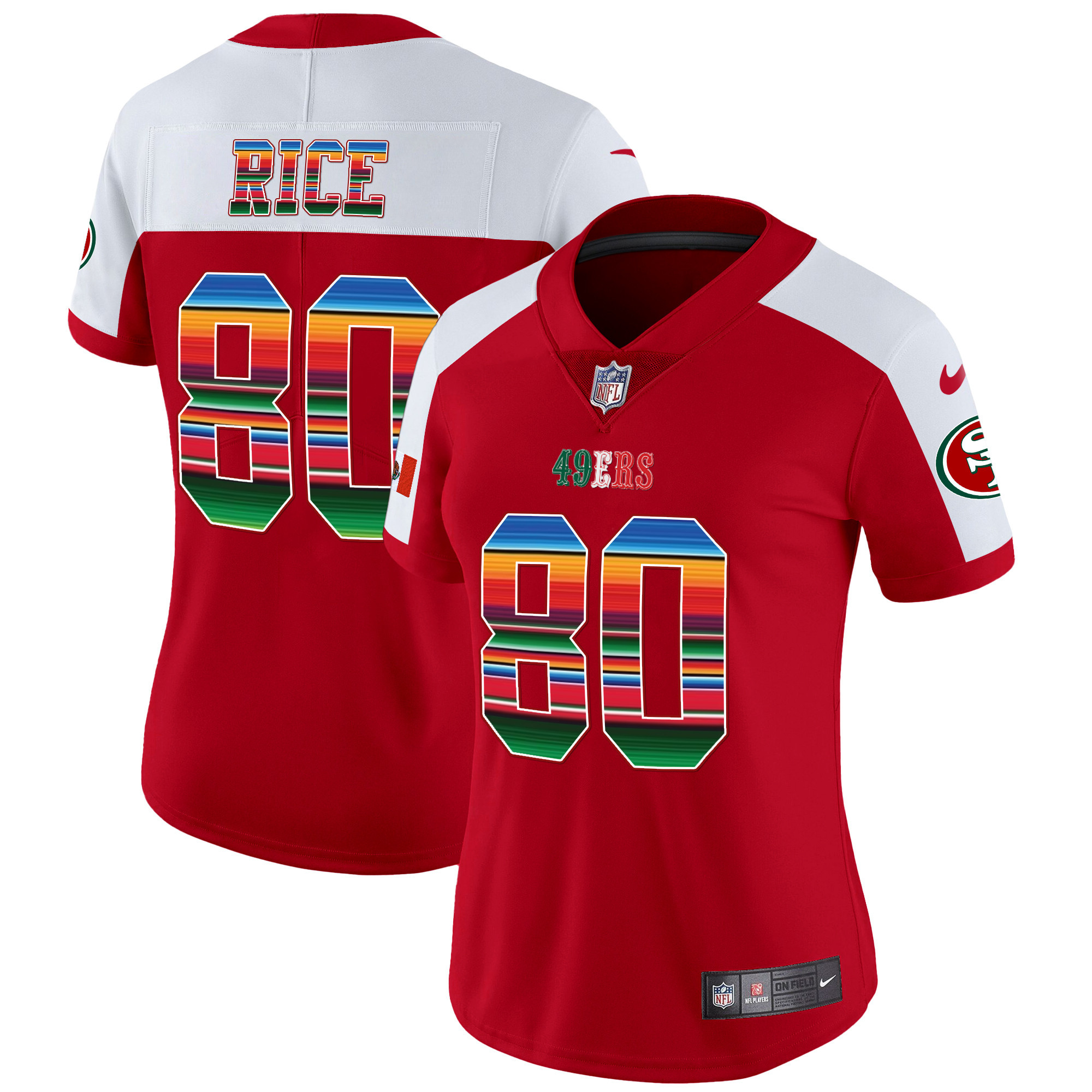 Women's Jerry Rice San Francisco 49ers Mexico Vapor Red Alternate Jersey V3 - All Stitched