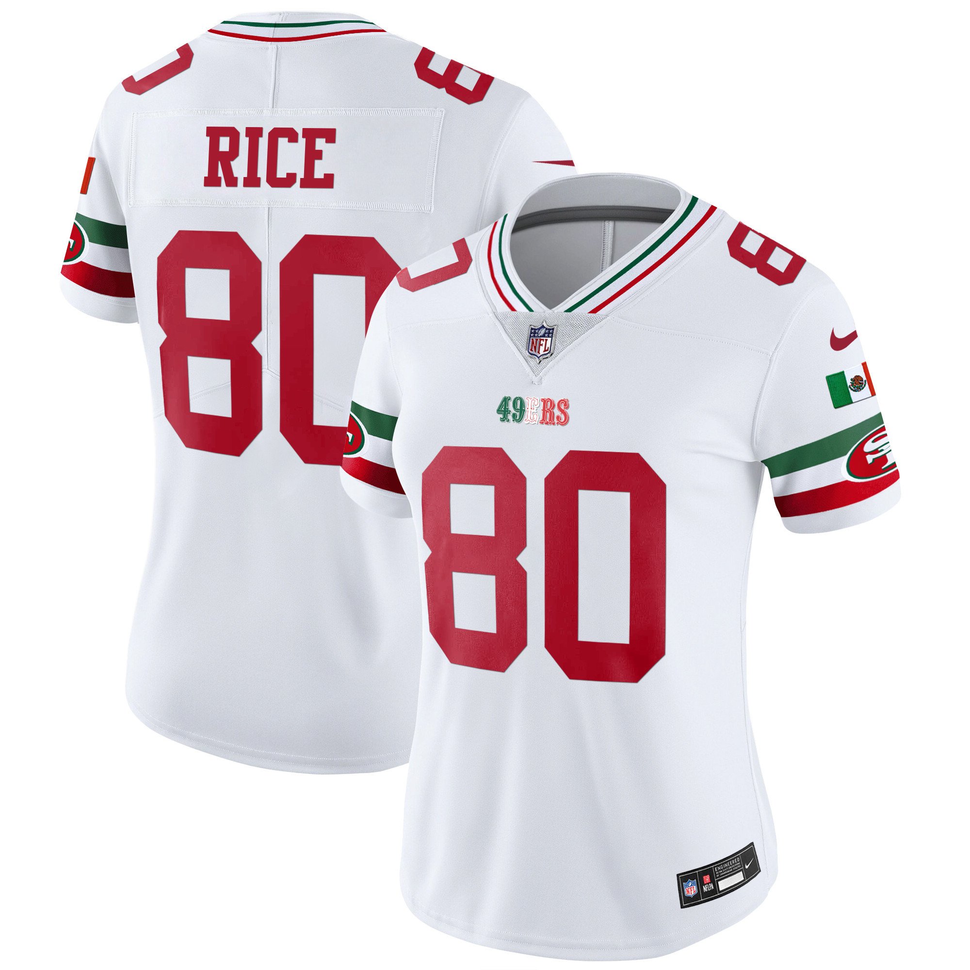 Women's Jerry Rice San Francisco 49ers Mexico Vapor White Jersey V2 - All Stitched