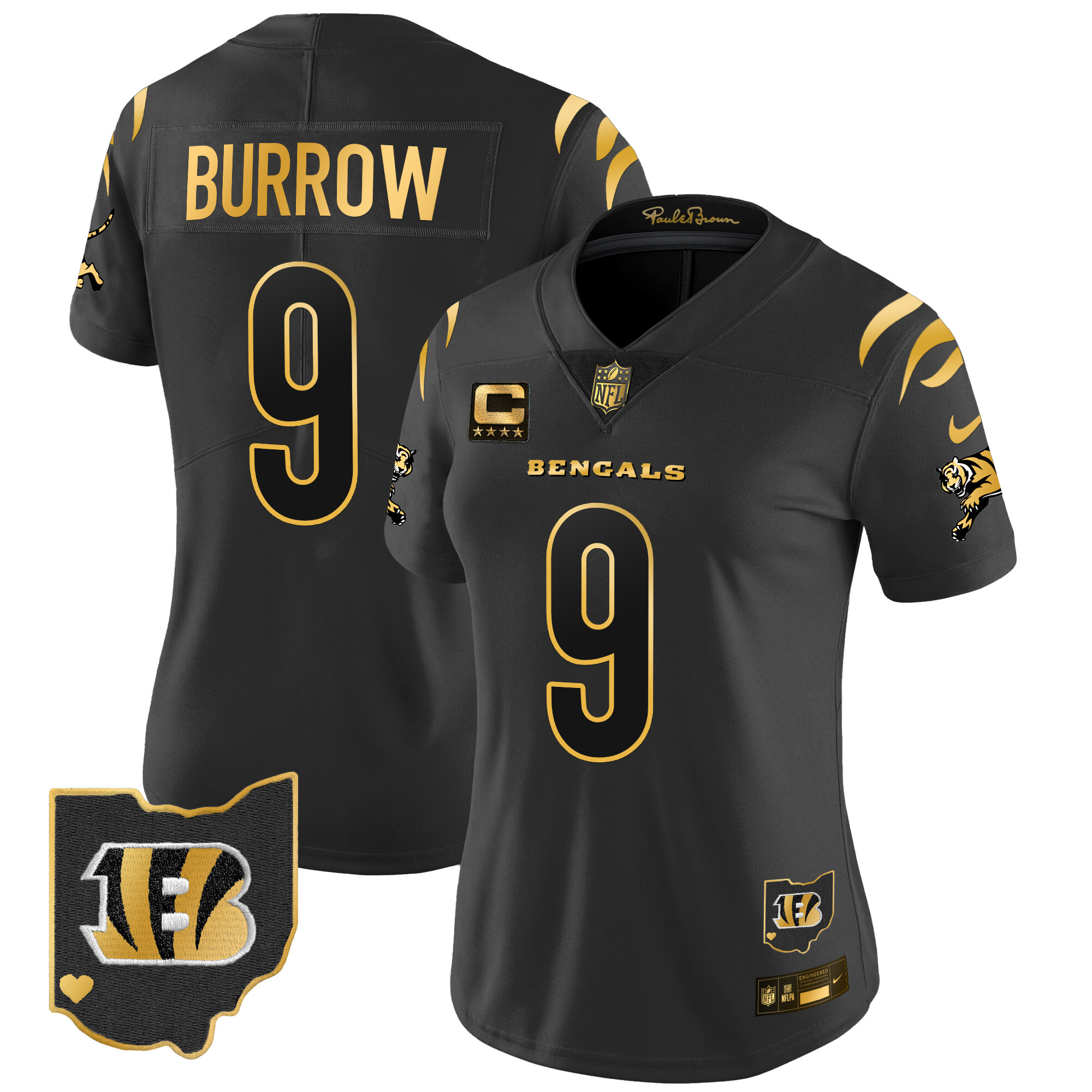 Women's Joe Burrow Cincinnati Bengals 2024 Gold Vapor Limited Black Gold Jersey - All Stitched