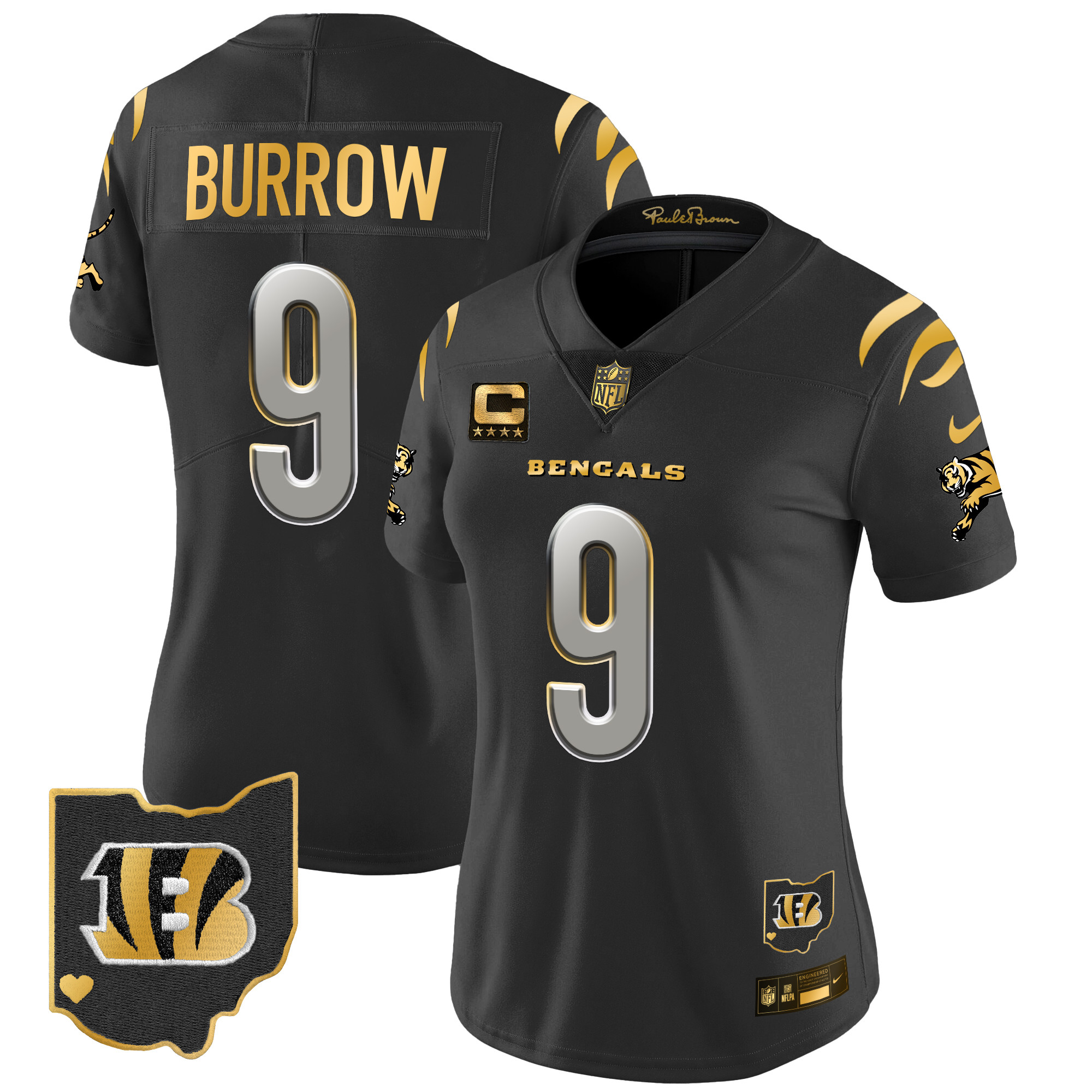 Women's Joe Burrow Cincinnati Bengals 2024 Gold Vapor Limited Black Limited Jersey - All Stitched