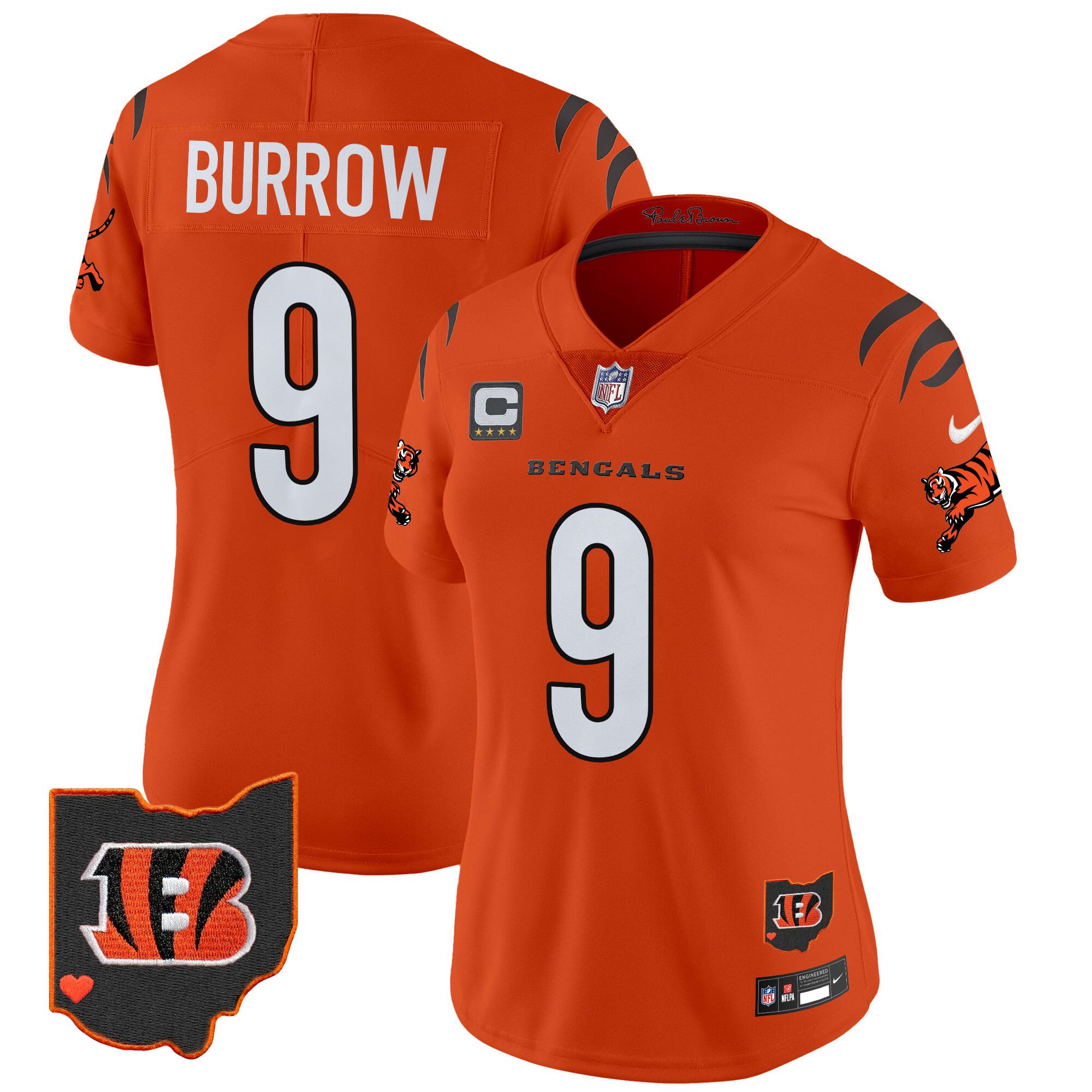 Women's Joe Burrow Cincinnati Bengals 2024 Vapor Limited Orange Jersey - All Stitched