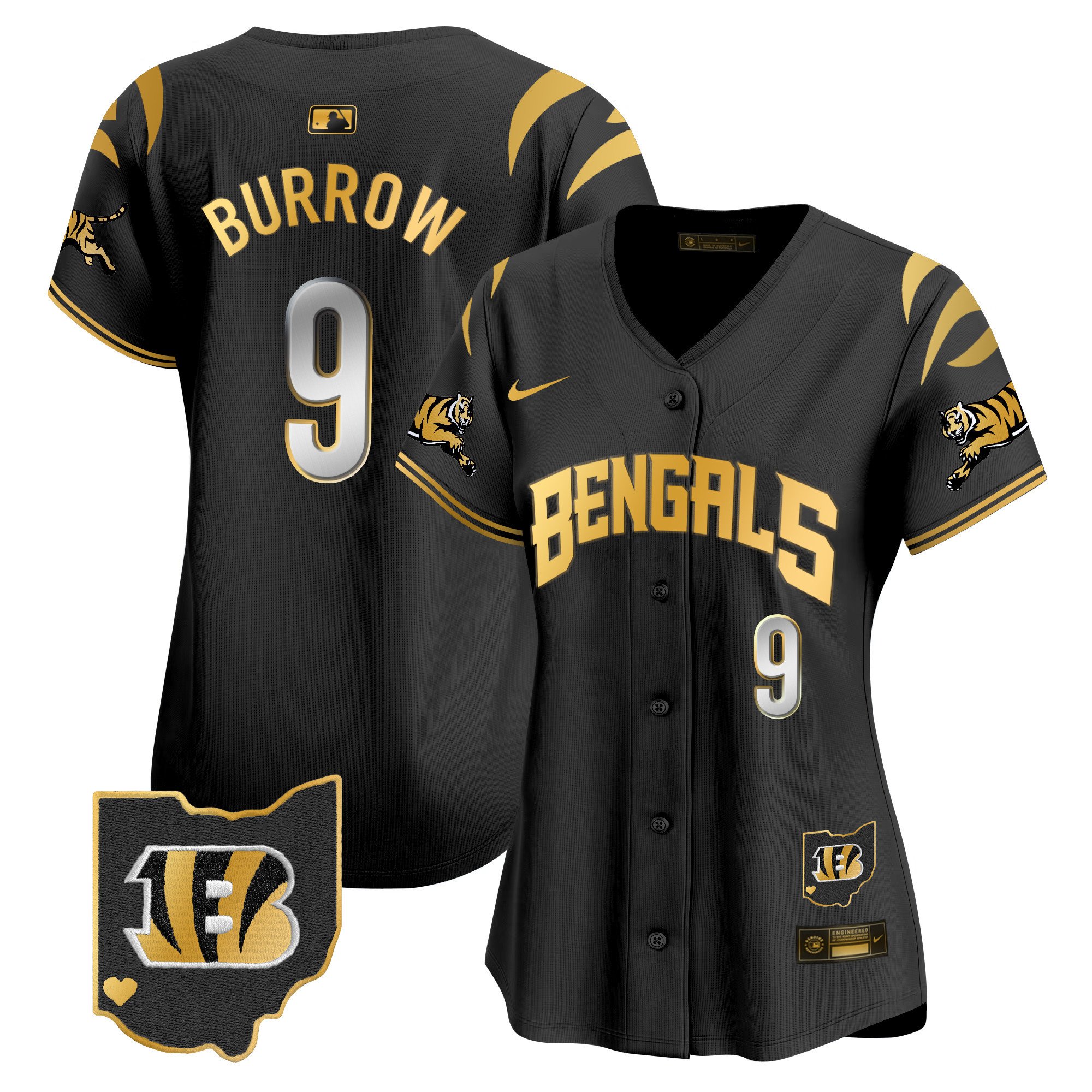 Women's Joe Burrow Cincinnati Bengals Vapor Premier Limited Black Gold Jersey - All Stitched