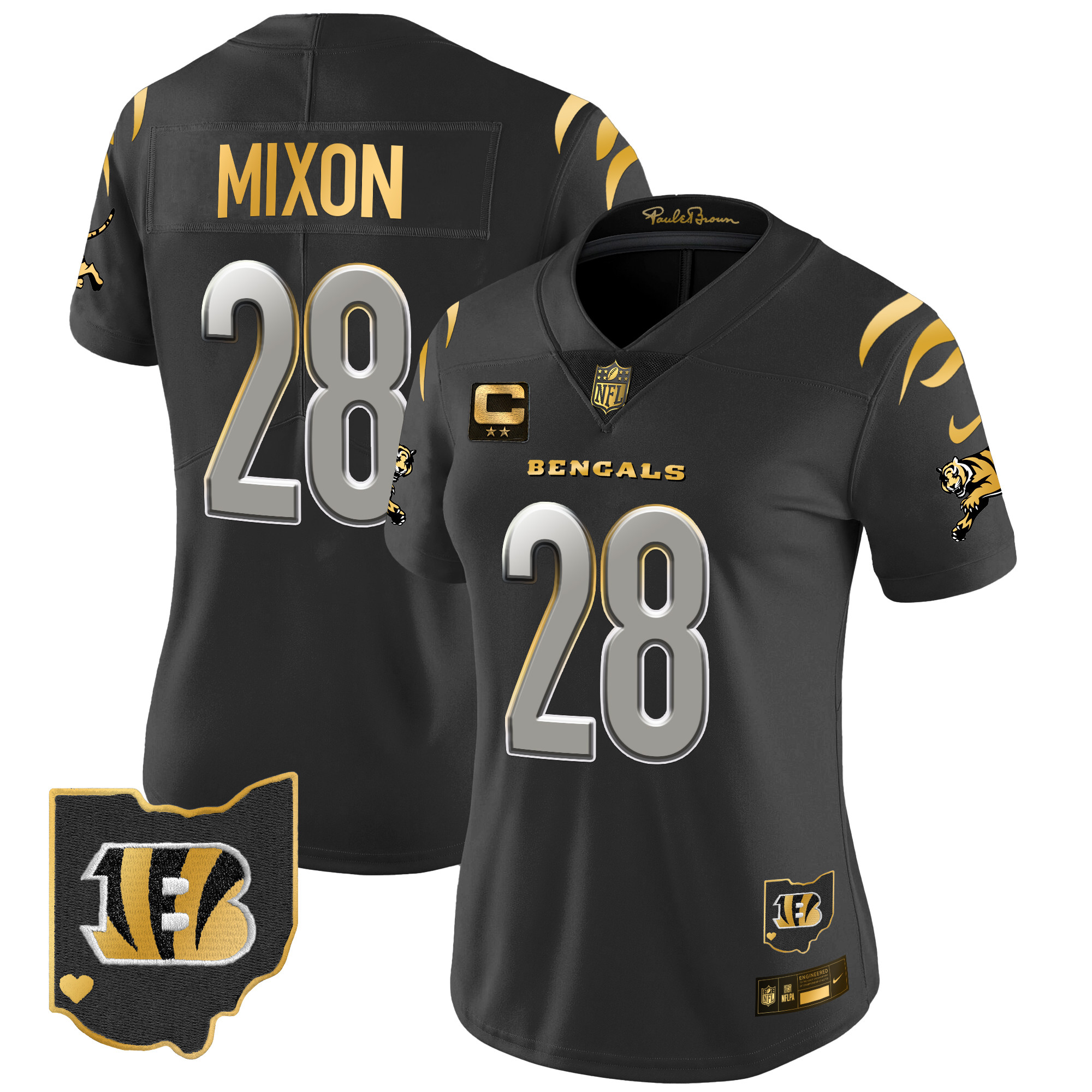 Women's Joe Mixon Cincinnati Bengals 2024 Gold Vapor Limited Black Limited Jersey - All Stitched