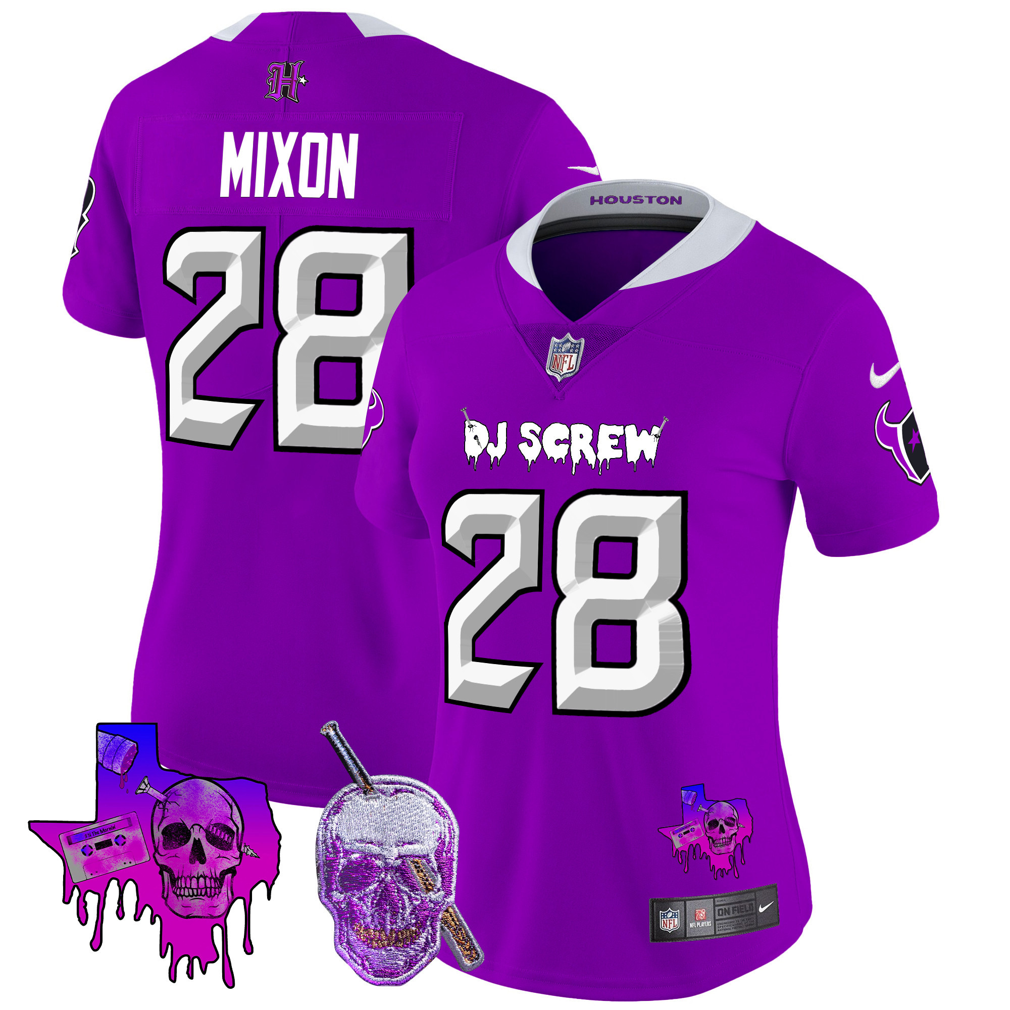 Women's Joe Mixon Houston Texans DJ Screw Vapor Limited Purple Jersey - All Stitched