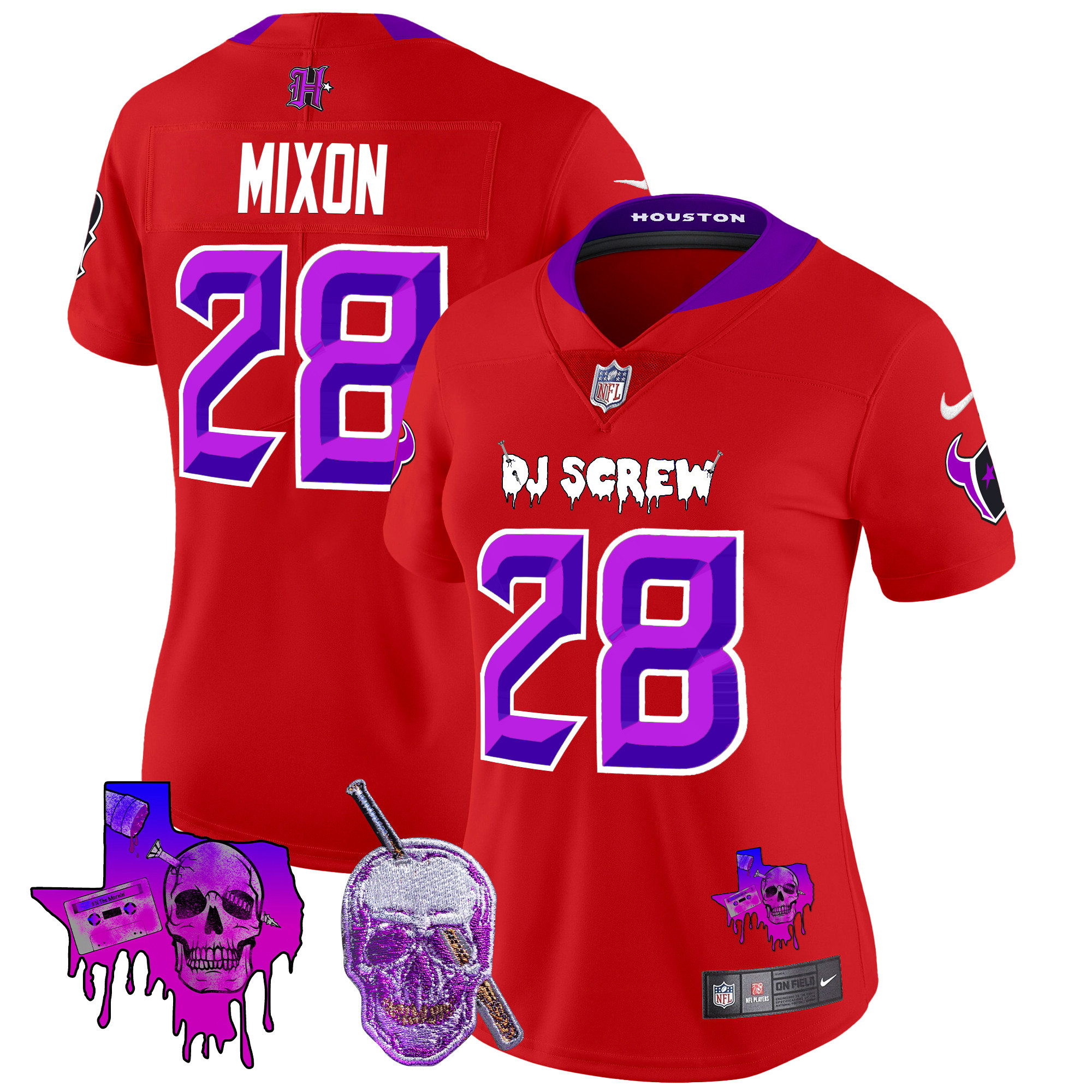 Women's Joe Mixon Houston Texans DJ Screw Vapor Limited Red Jersey - All Stitched