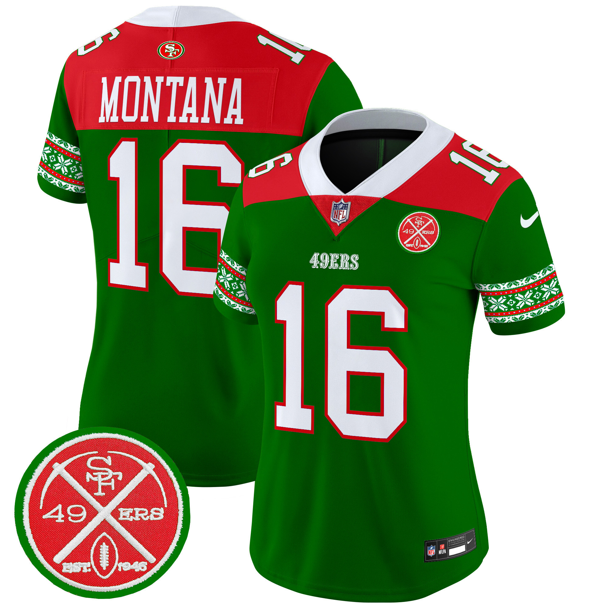 Women's Joe Montana San Francisco 49ers 2024 Christmas Vapor Limited Green Jersey - All Stitched