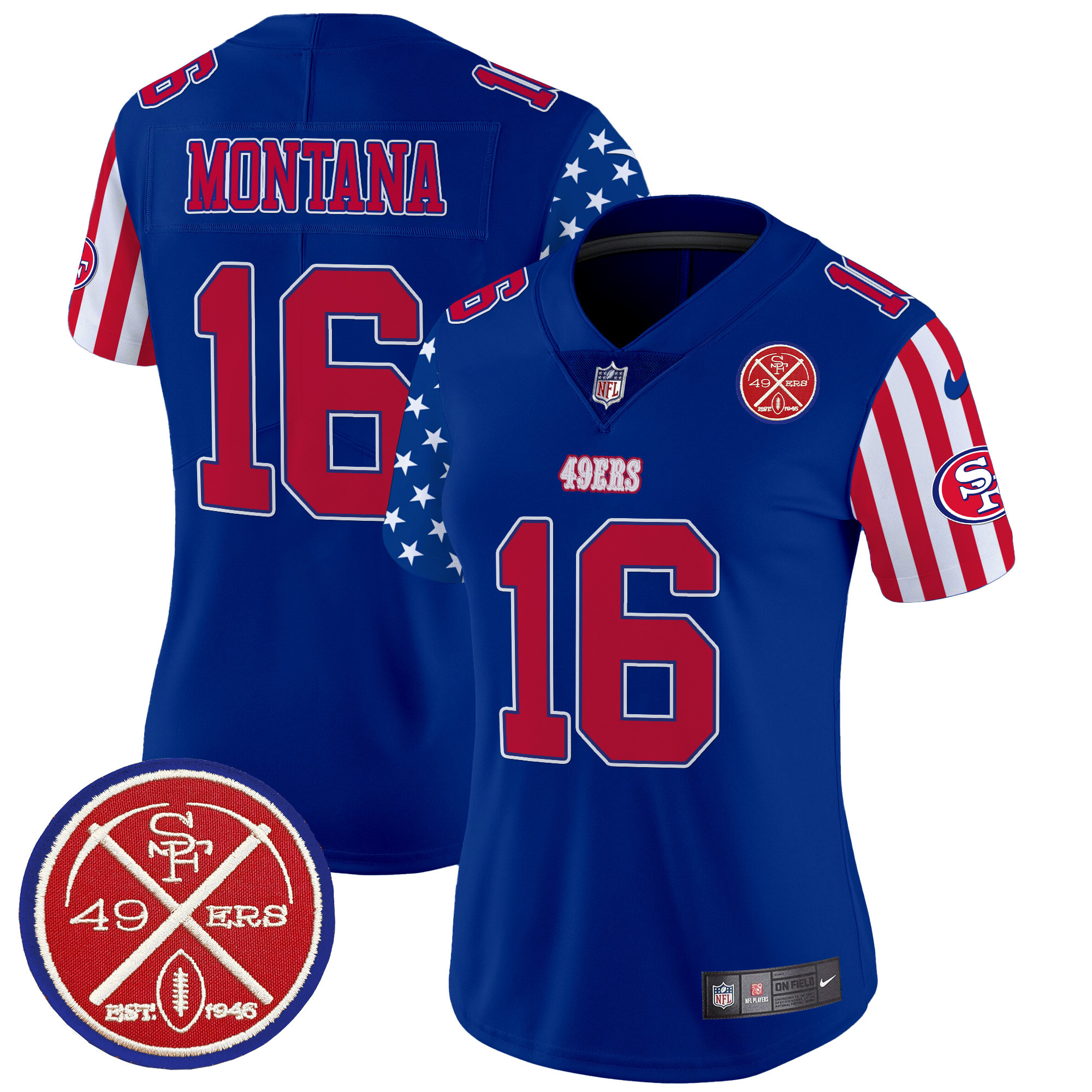 Women's Joe Montana San Francisco 49ers American Style Vapor Limited Royal Jersey - All Stitched