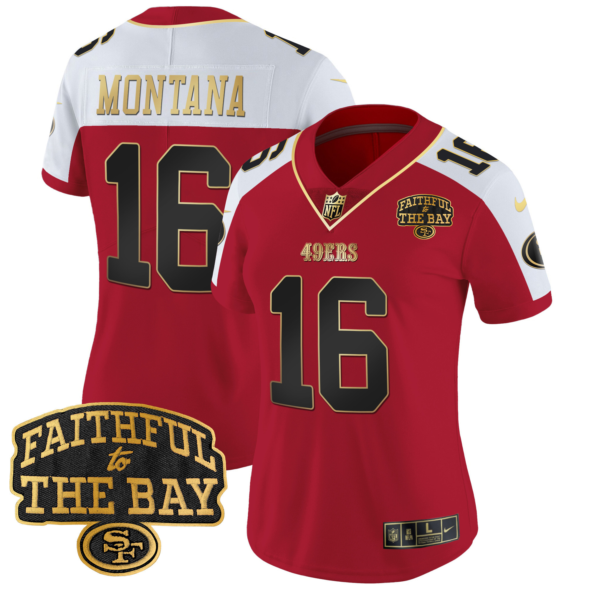 Women's Joe Montana San Francisco 49ers Faithful To The Bay Patch Vapor Limited Alternate Jersey V8 - All Stitched