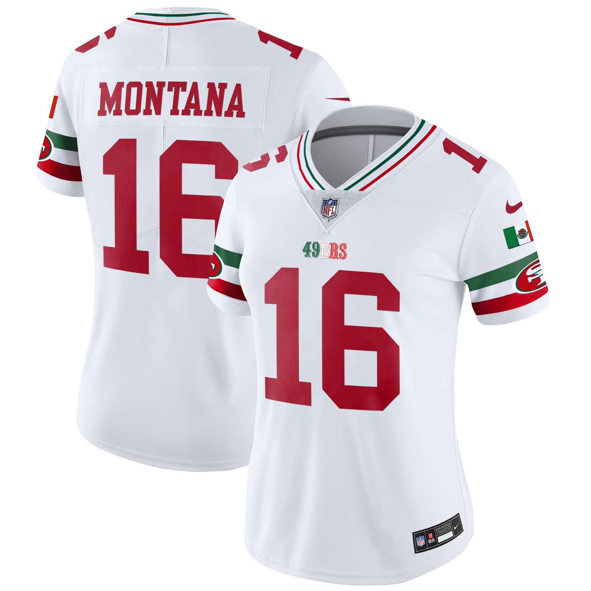 Women's Joe Montana San Francisco 49ers Mexico Vapor White Jersey V2 - All Stitched