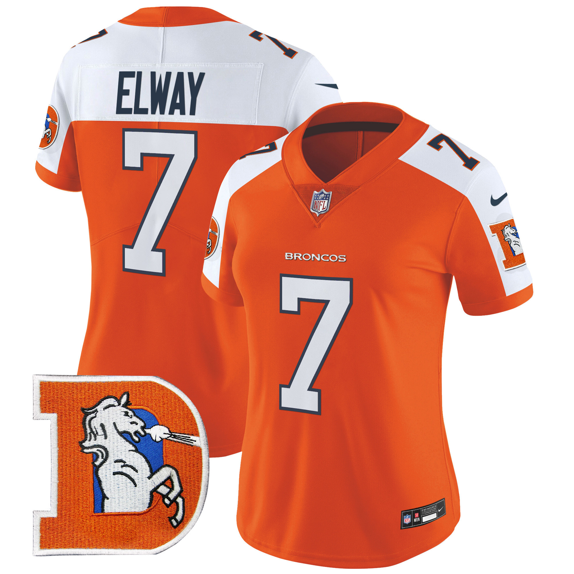 Women's John Elway Denver Broncos Throwback Vapor Limited Orange Alternate Jersey - All Stitched