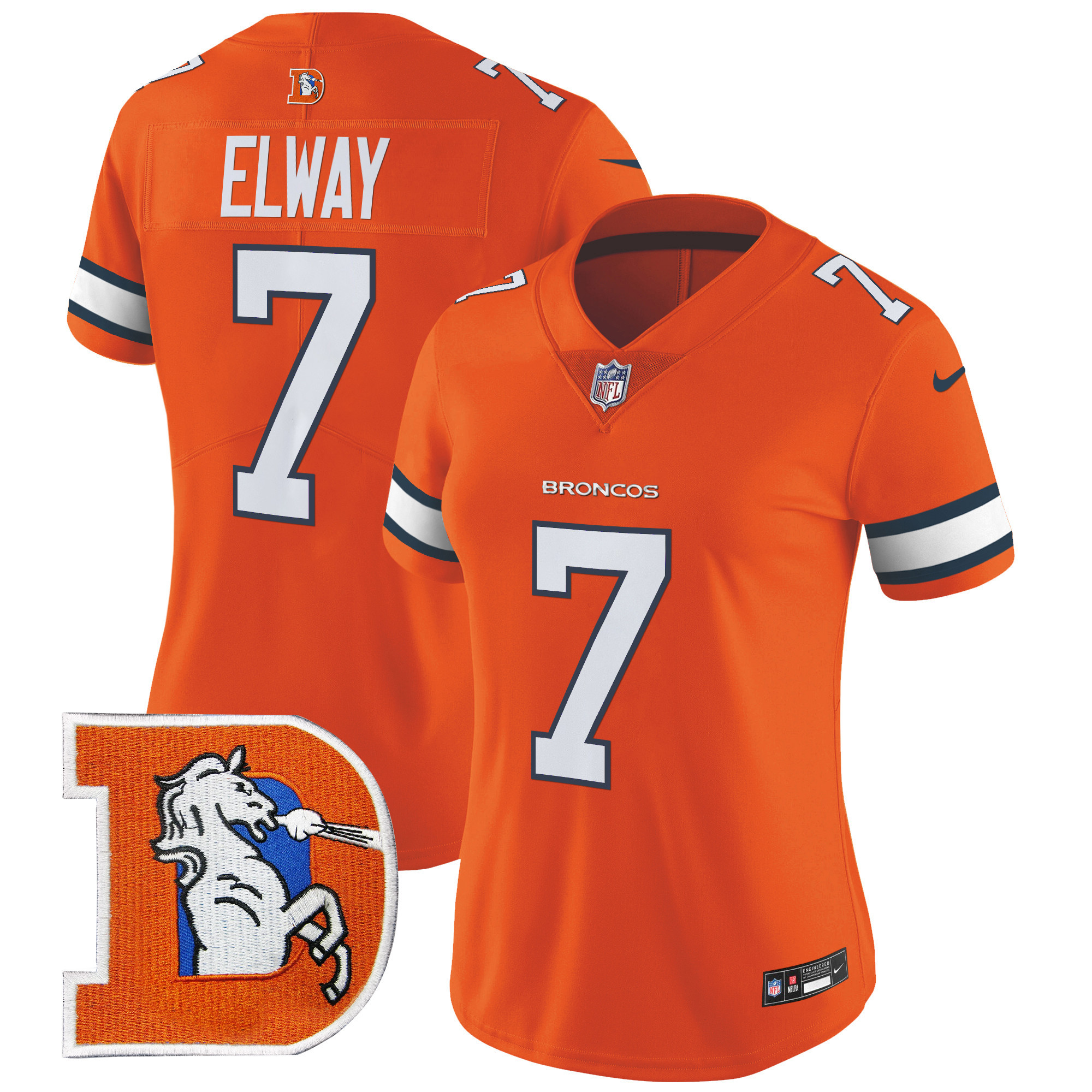 Women's John Elway Denver Broncos Throwback Vapor Limited Orange Jersey - All Stitched