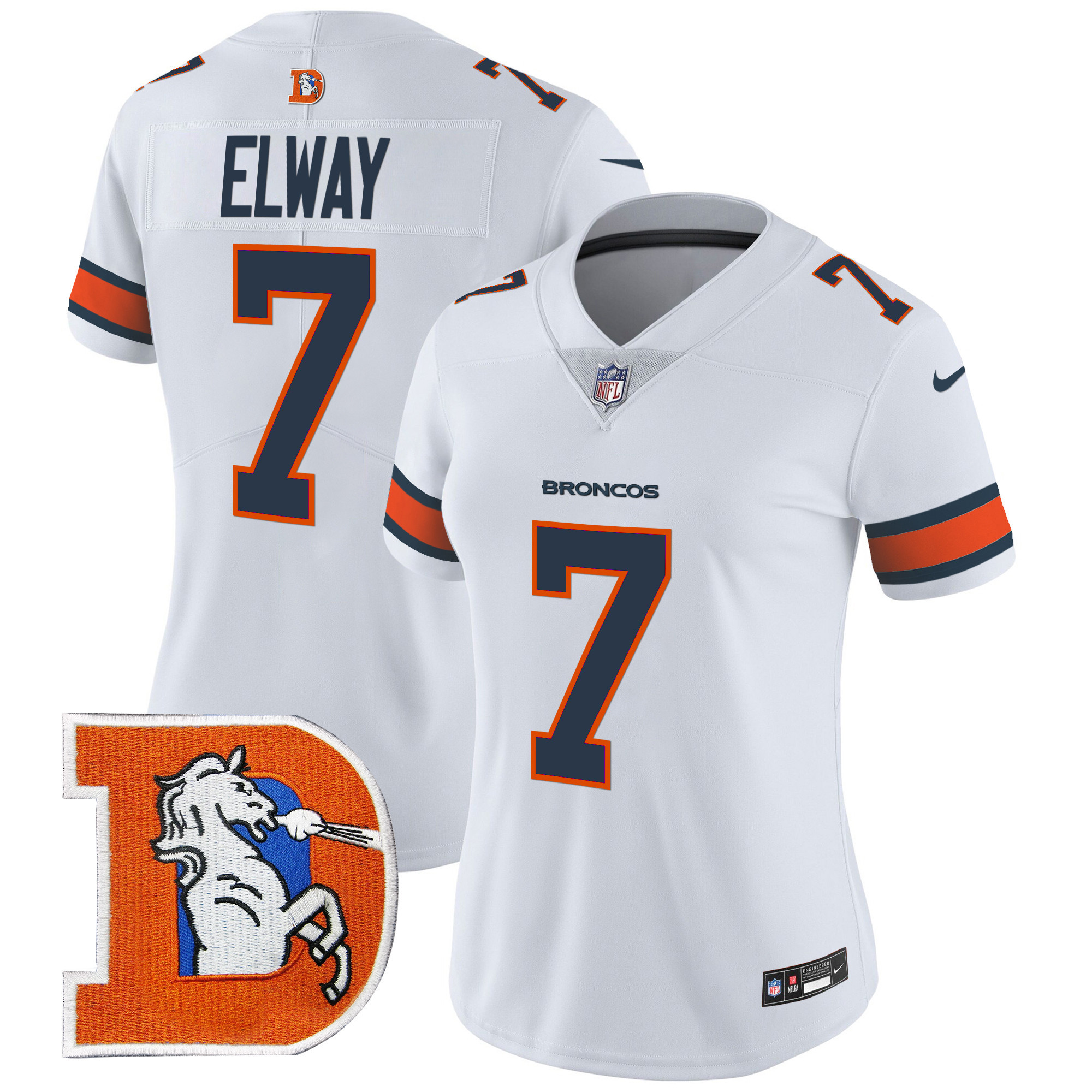 Women's John Elway Denver Broncos Throwback Vapor Limited White Jersey - All Stitched
