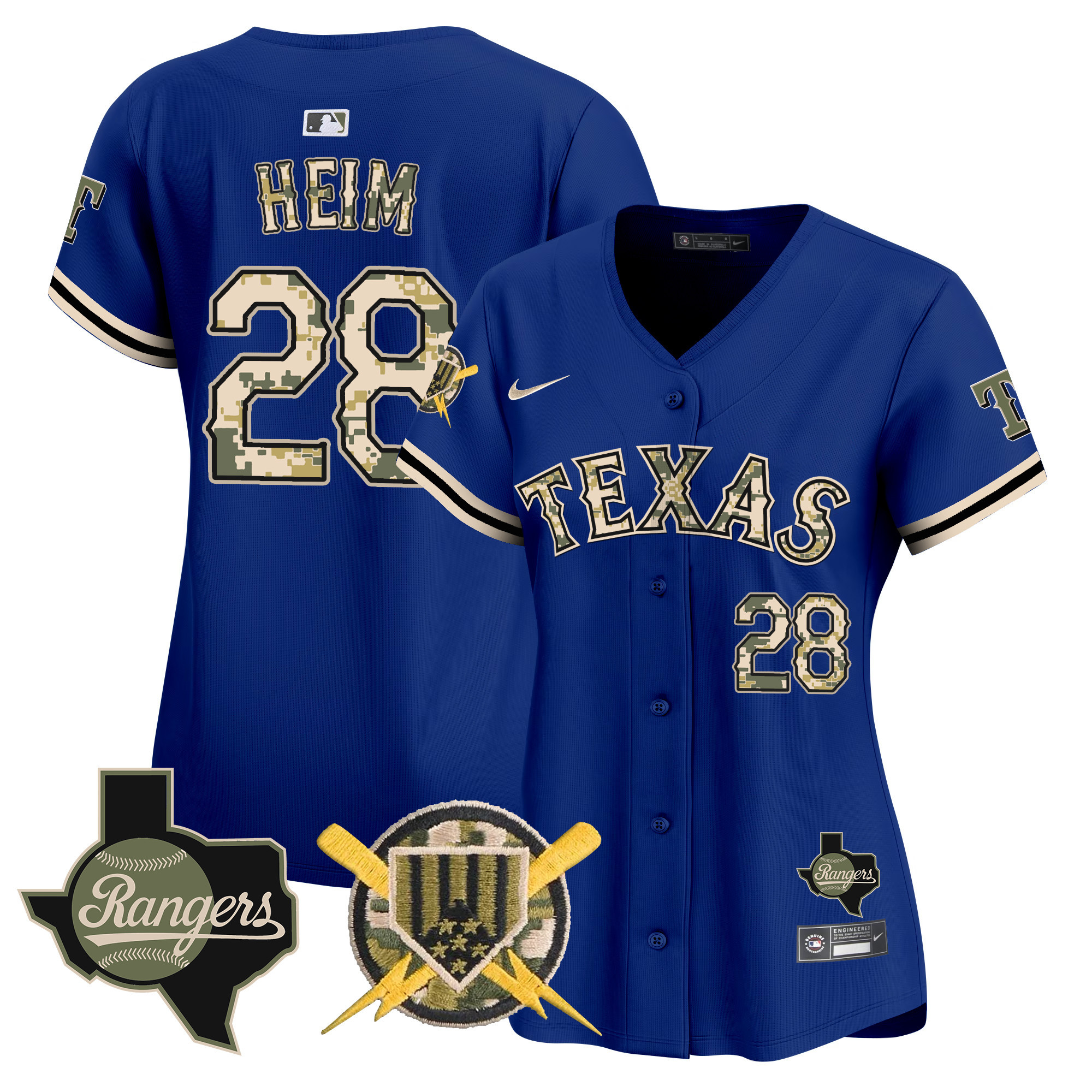 Women's Jonah Heim Texas Rangers Armed Forces Day Vapor Premier Limited Royal Jersey - All Stitched