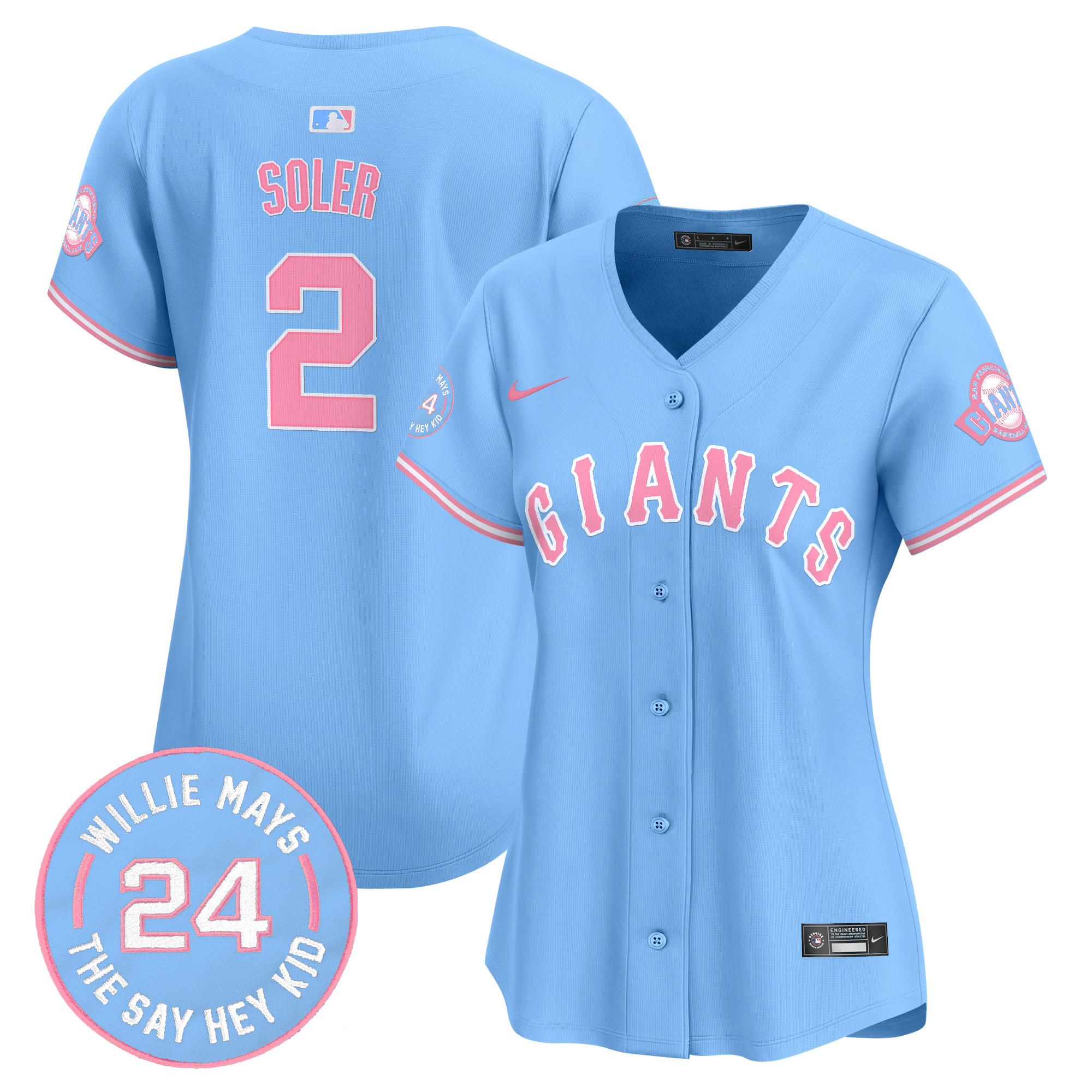 Women's Jorge Soler Unisex San Francisco Giants Bubblegum Pink Vapor Premier Limited Light Blue Jersey - All Stitched