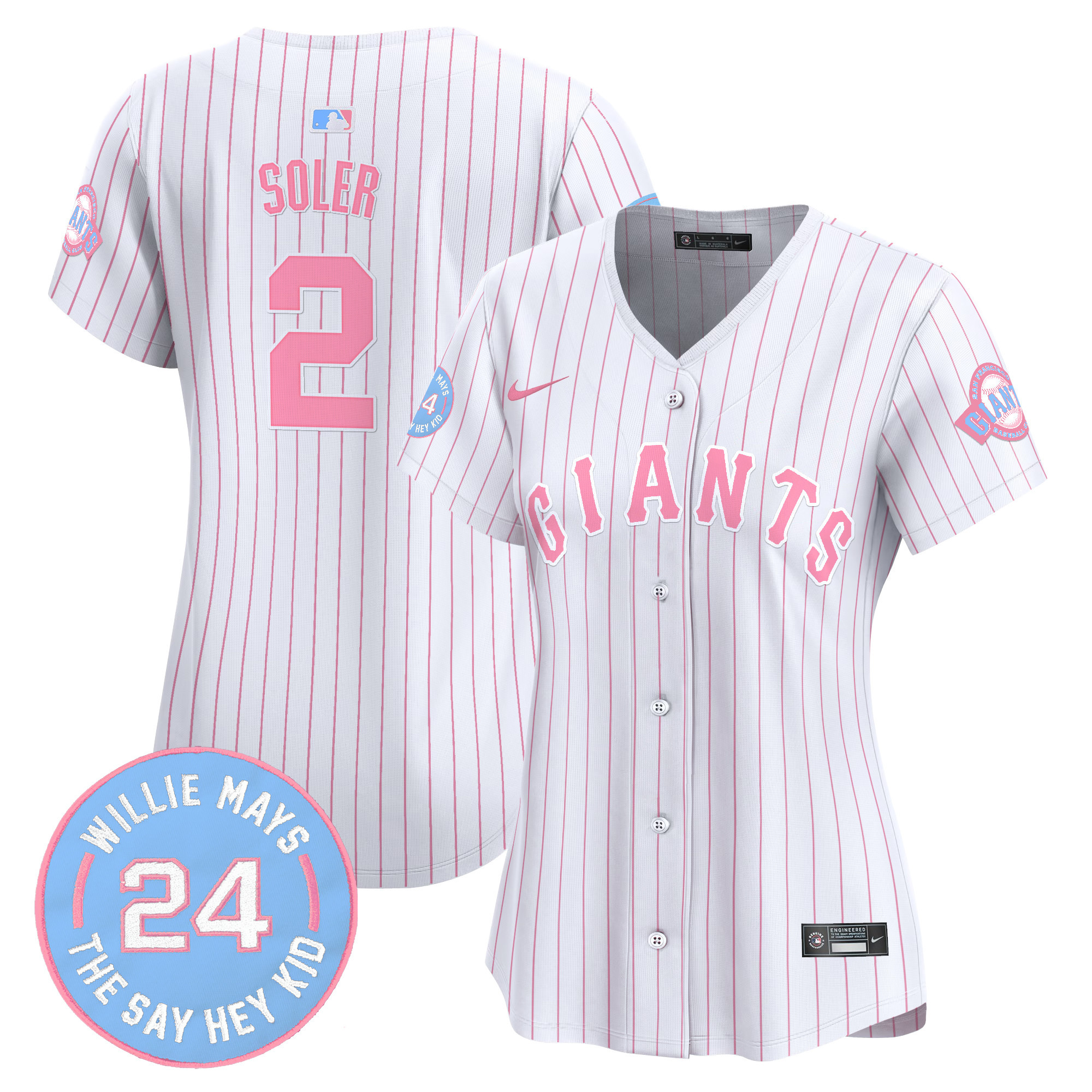 Women's Jorge Soler Unisex San Francisco Giants Bubblegum Pink Vapor Premier Limited Pinstripe Jersey - All Stitched