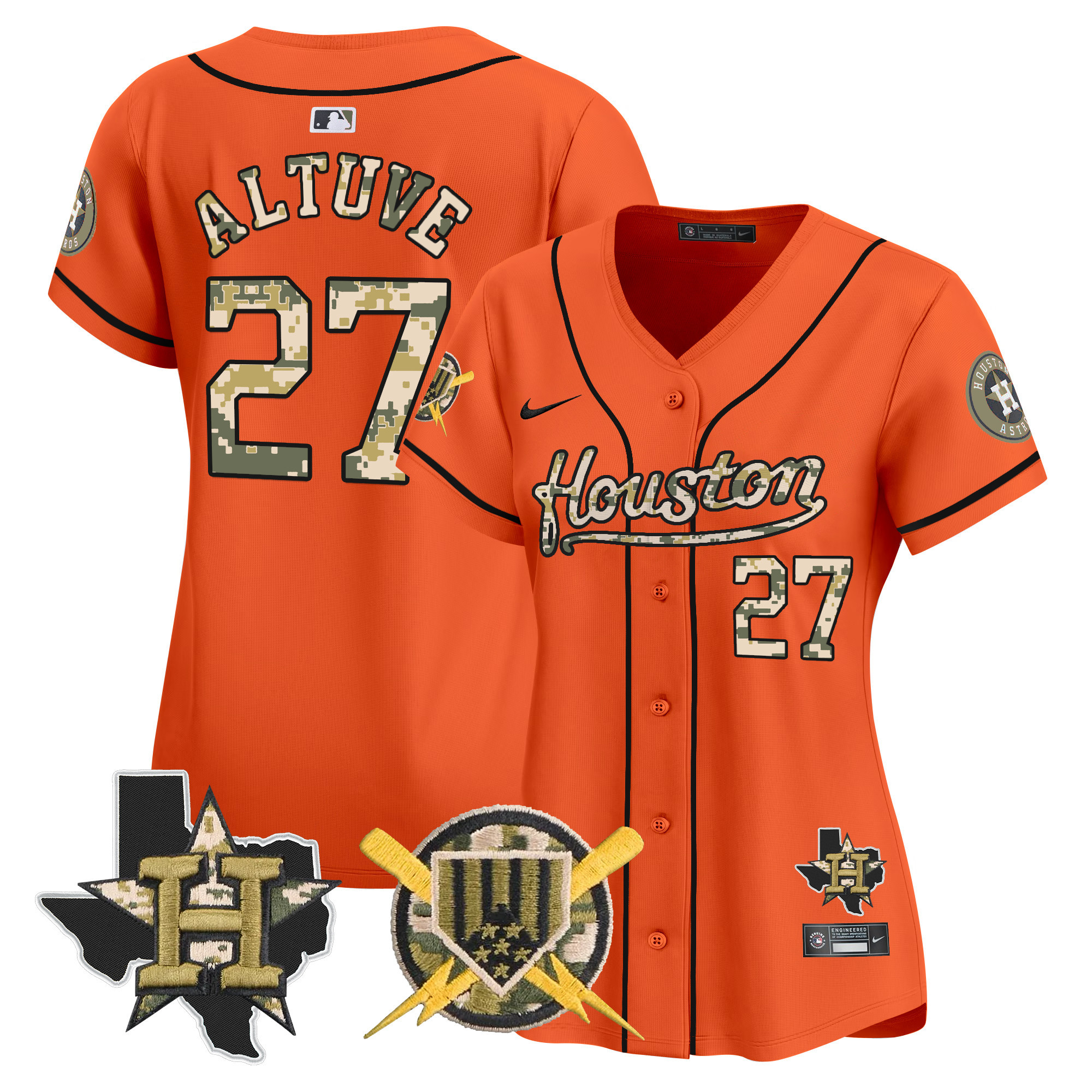 Women's JosÈ Altuve Houston Astros Armed Forces Day Vapor Premier Limited Orange Jersey - All Stitched