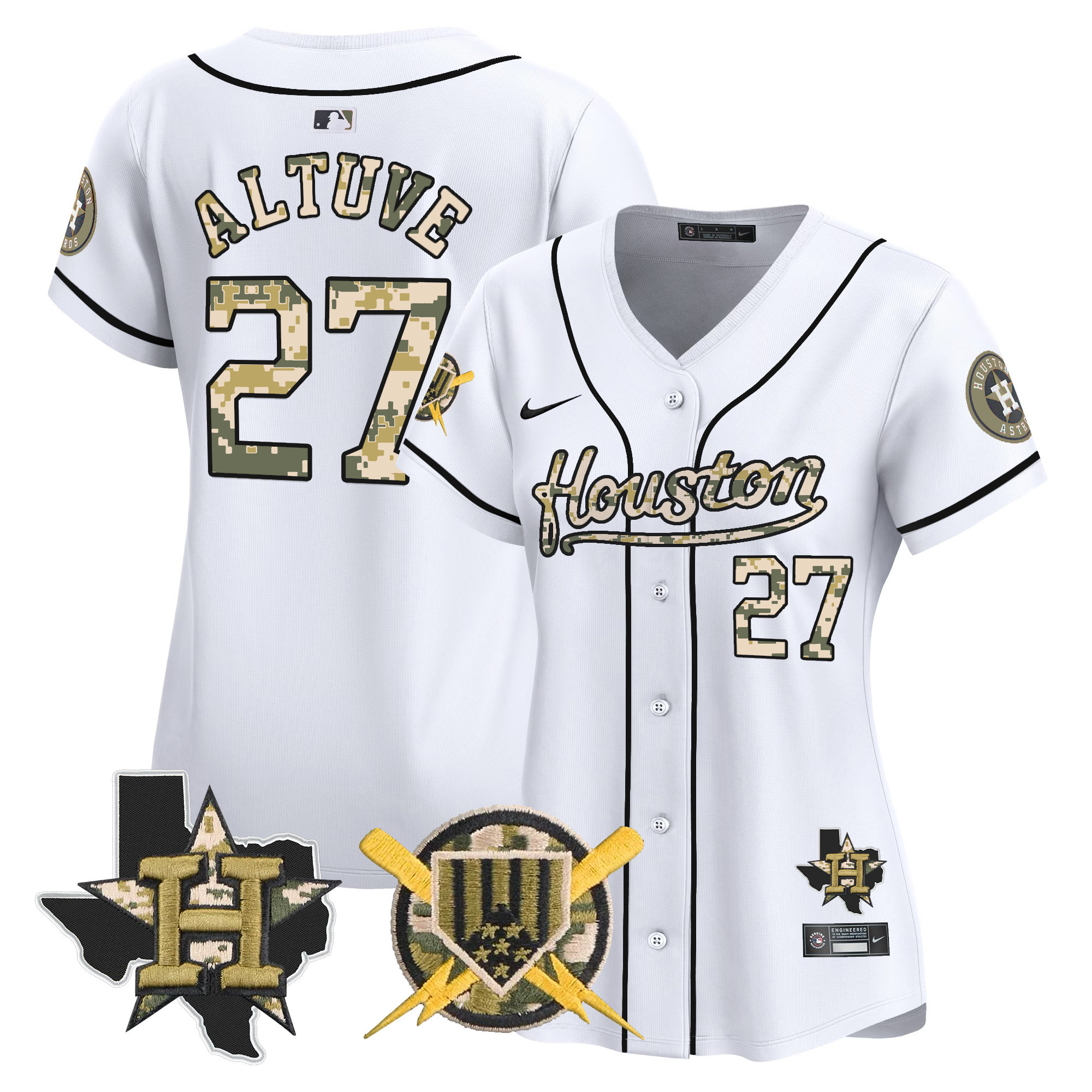 Women's JosÈ Altuve Houston Astros Armed Forces Day Vapor Premier Limited White Jersey - All Stitched