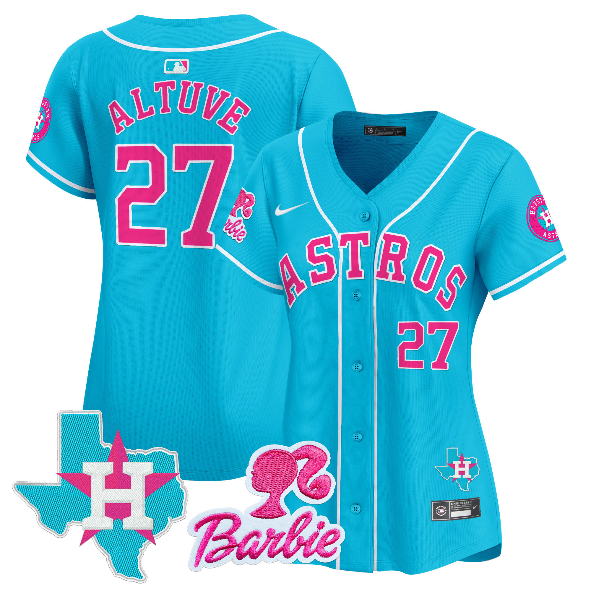 Women's JosÈ Altuve Houston Astros Barbie Patch Vapor Premier Limited Light Blue Jersey - All Stitched