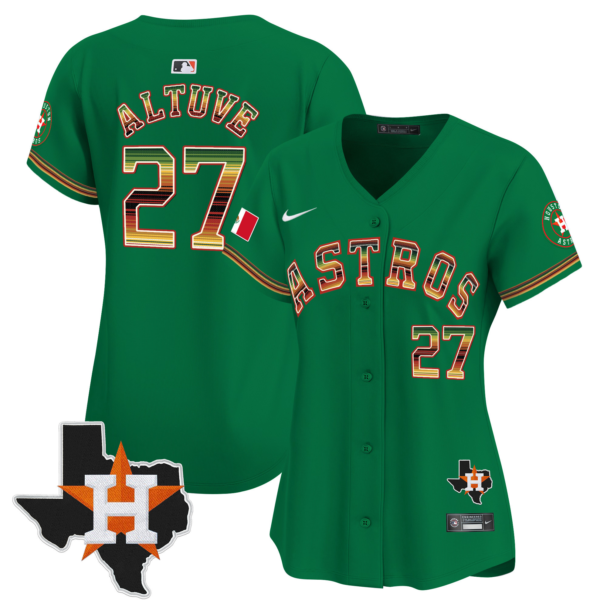 Women's JosÈ Altuve Houston Astros Mexico Traditional Style Vapor Premier Limited Green Jersey - All Stitched