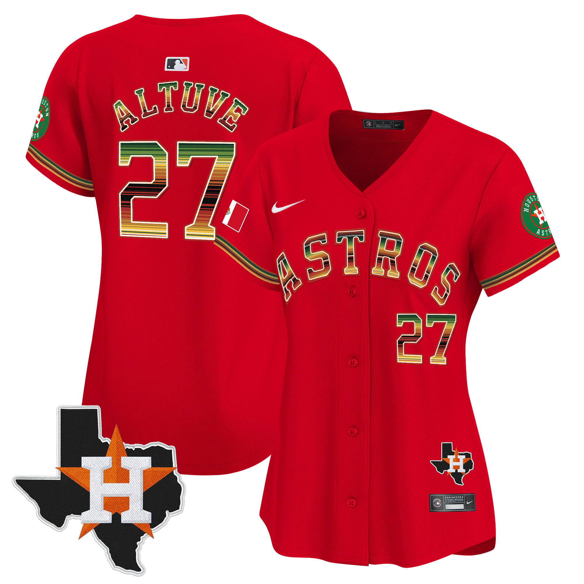 Women's JosÈ Altuve Houston Astros Mexico Traditional Style Vapor Premier Limited Red Jersey - All Stitched