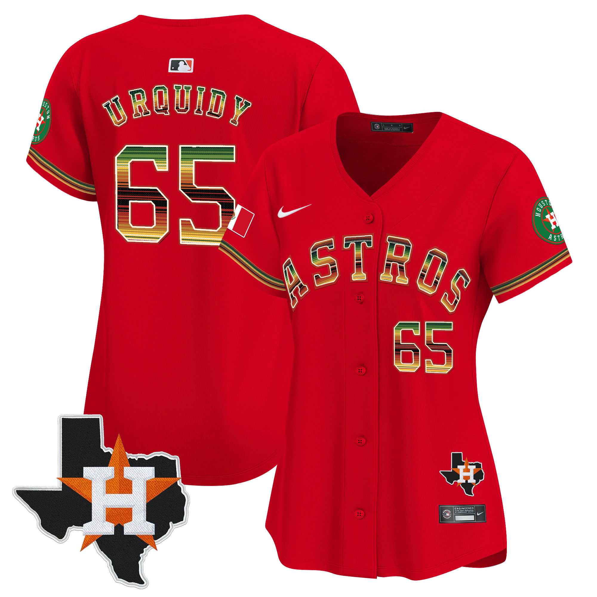 Women's Jose Urquidy Houston Astros Mexico Traditional Style Vapor Premier Limited Red Jersey - All Stitched