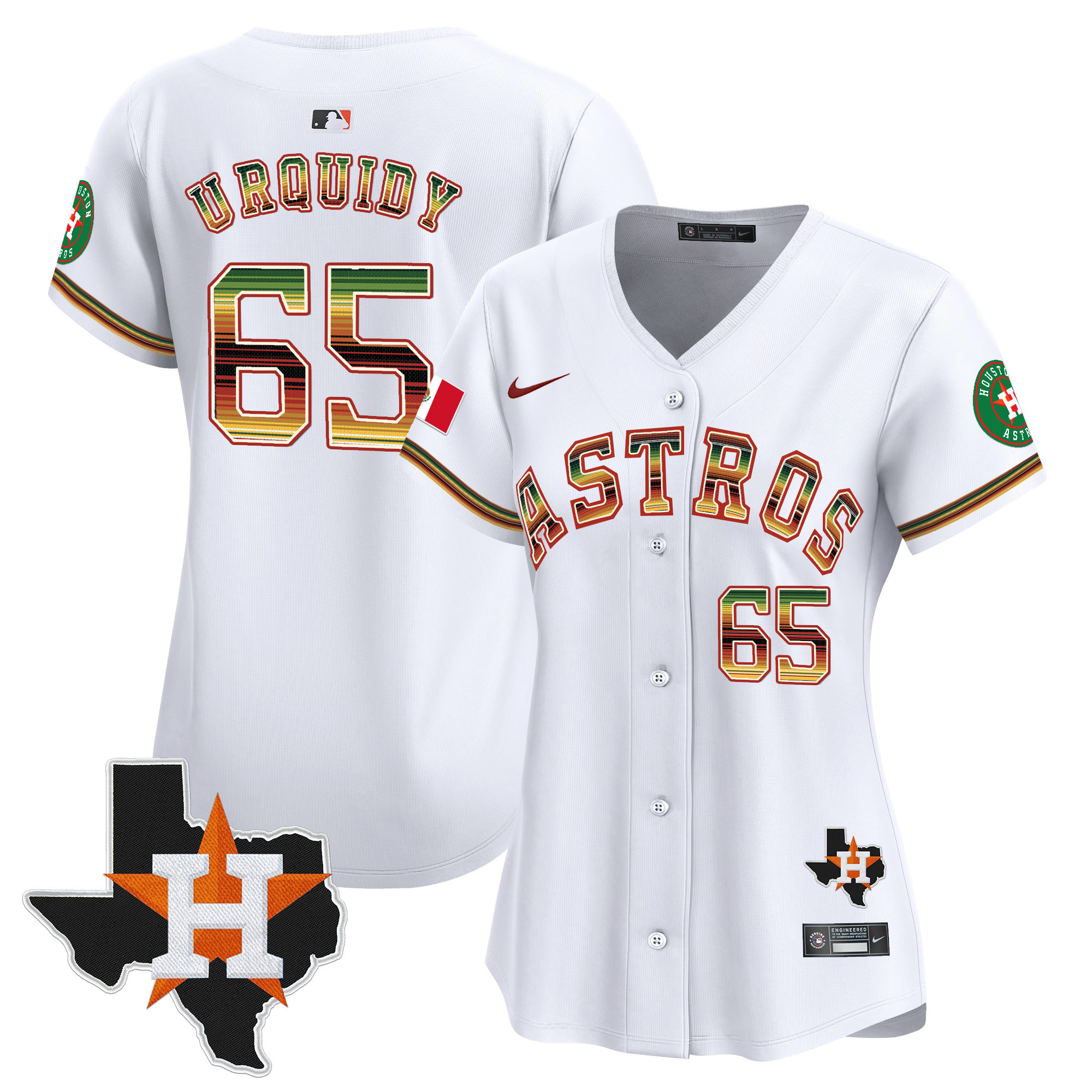 Women's Jose Urquidy Houston Astros Mexico Traditional Style Vapor Premier Limited White Jersey - All Stitched