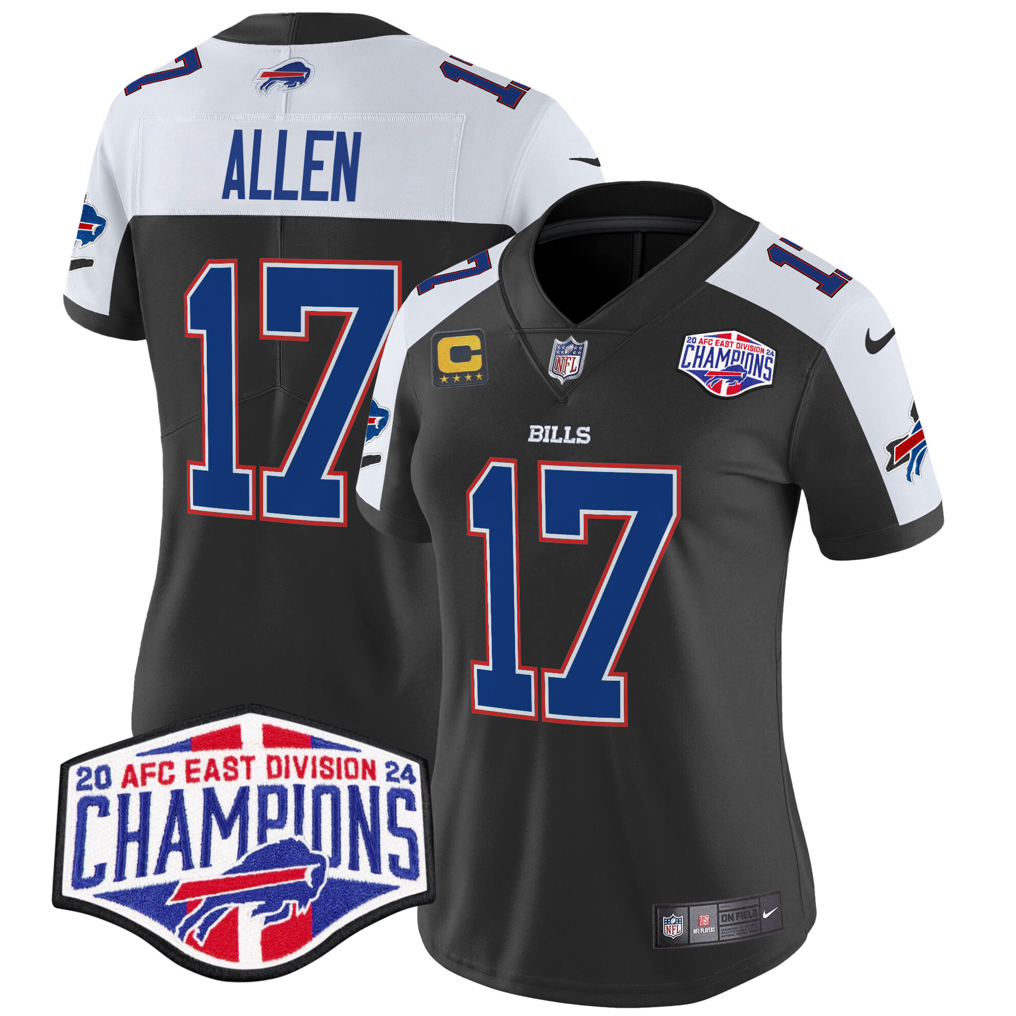 Women's Josh Allen Buffalo Bills 2024 AFC East Division Champions Vapor Limited Black Alternate Jersey - All Stitched