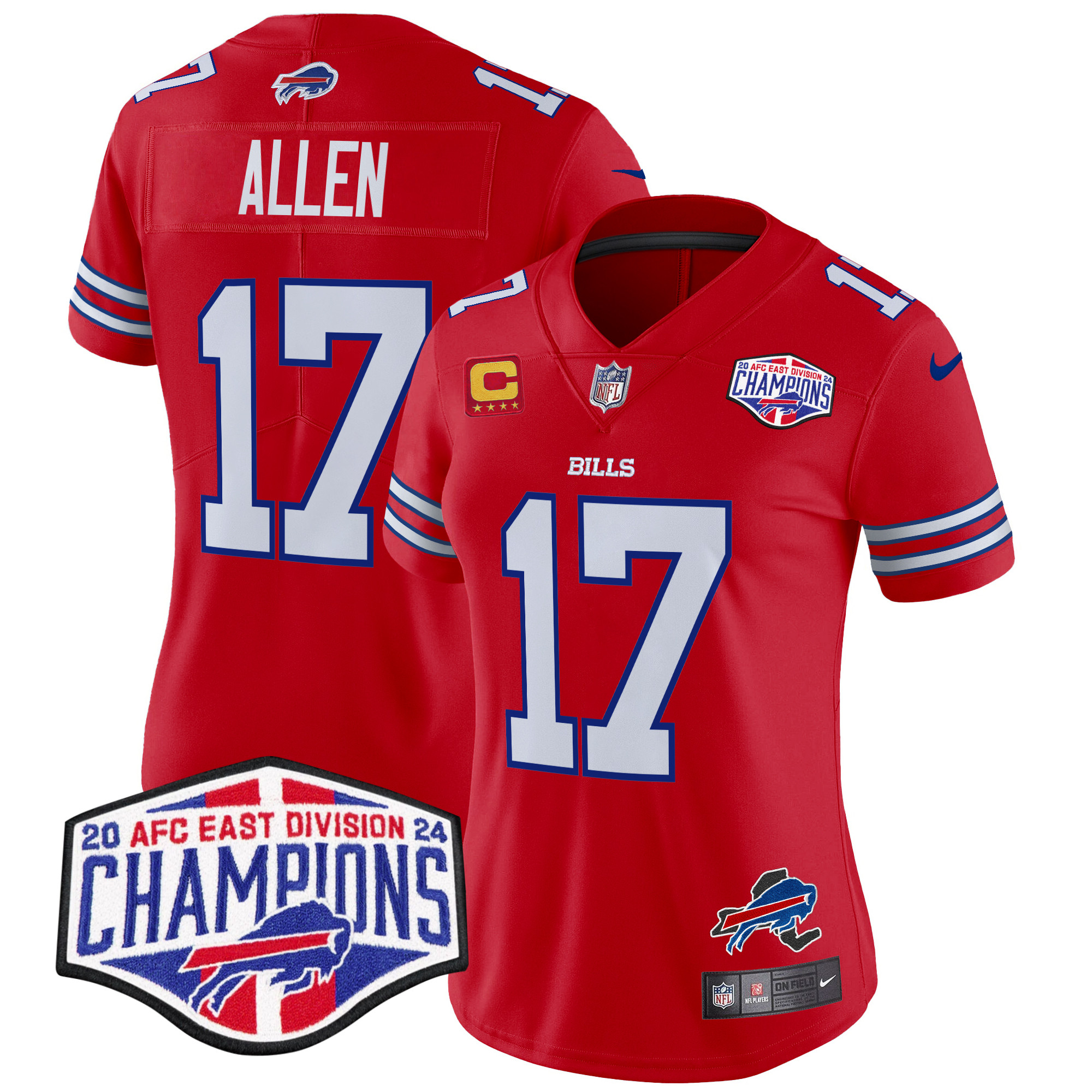 Women's Josh Allen Buffalo Bills 2024 AFC East Division Champions Vapor Limited Red Jersey - All Stitched
