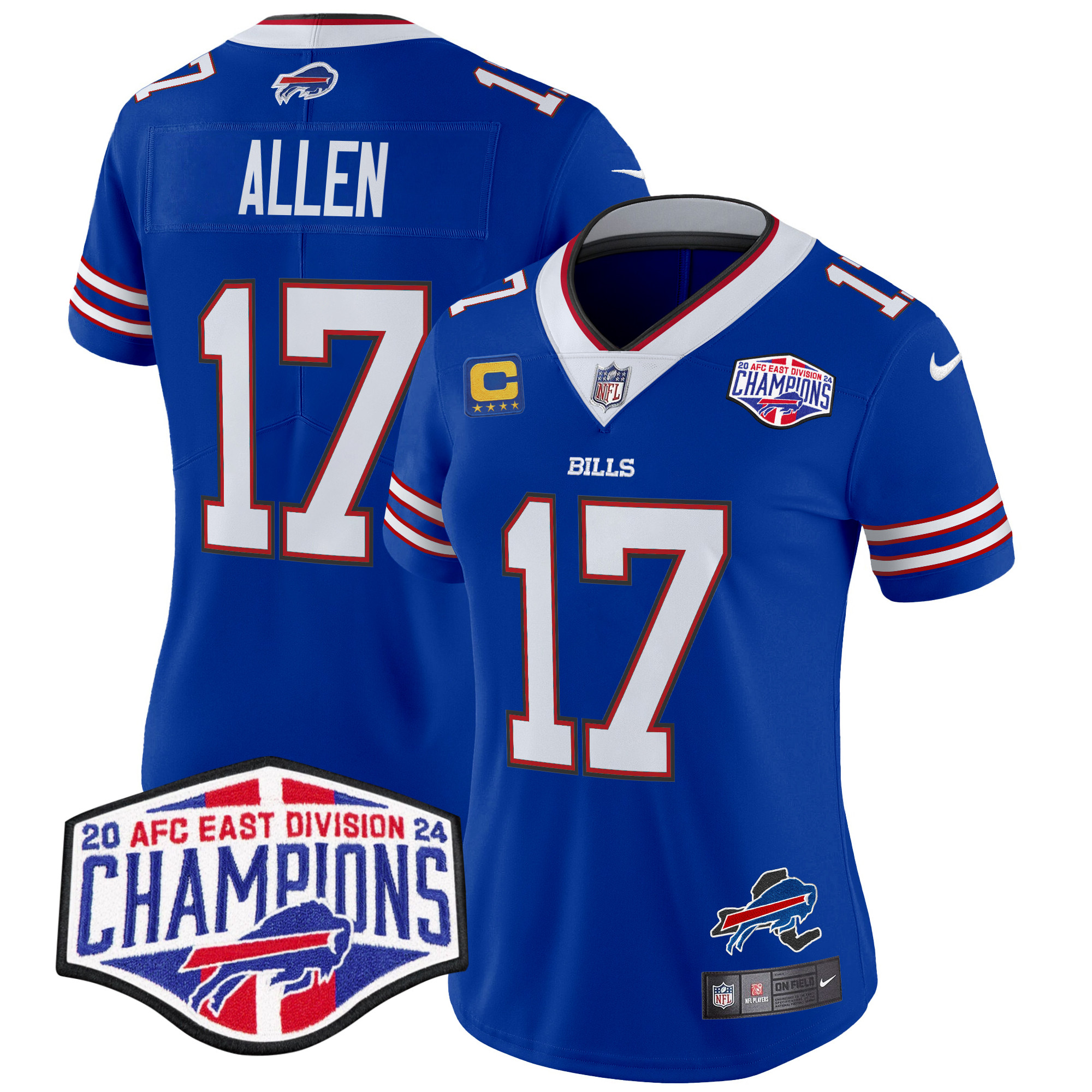 Women's Josh Allen Buffalo Bills 2024 AFC East Division Champions Vapor Limited Royal Jersey - All Stitched