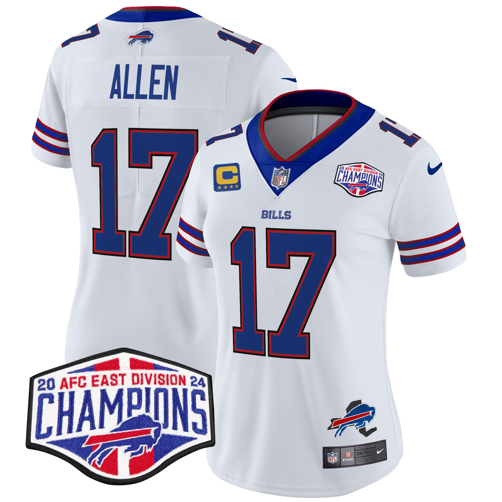 Women's Josh Allen Buffalo Bills 2024 AFC East Division Champions Vapor Limited White Jersey - All Stitched