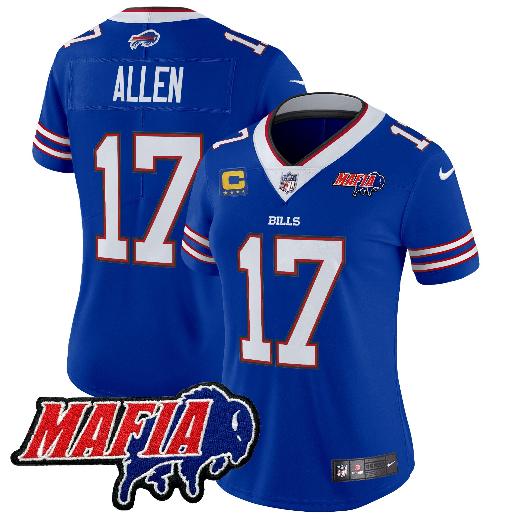 Women's Josh Allen Buffalo Bills 2024 Buffalo Bills Mafia Patch Vapor Limited Royal Jersey - All Stitched