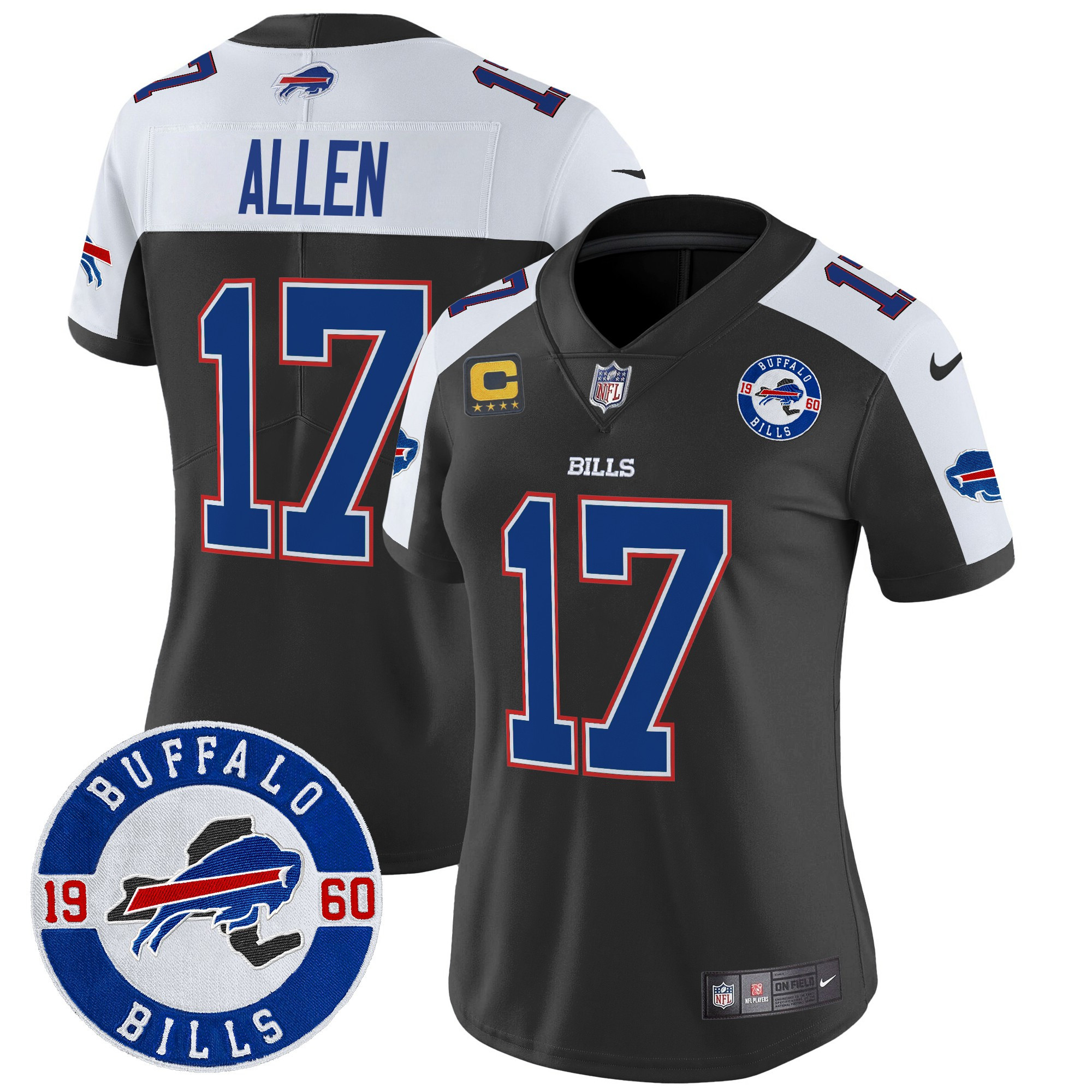 Women's Josh Allen Buffalo Bills 2024 Vapor Limited Black Alternate Jersey - All Stitched
