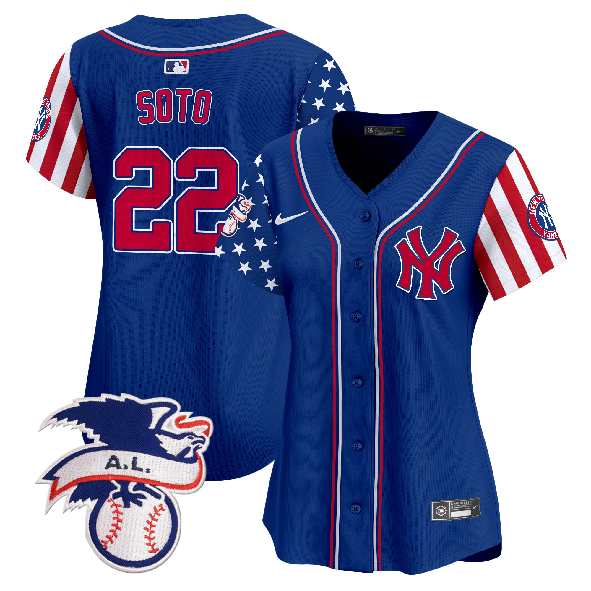 Women's Juan Soto New York Yankees 2024 Fourth of July Vapor Premier Limited Royal Jersey V5 - All Stitched