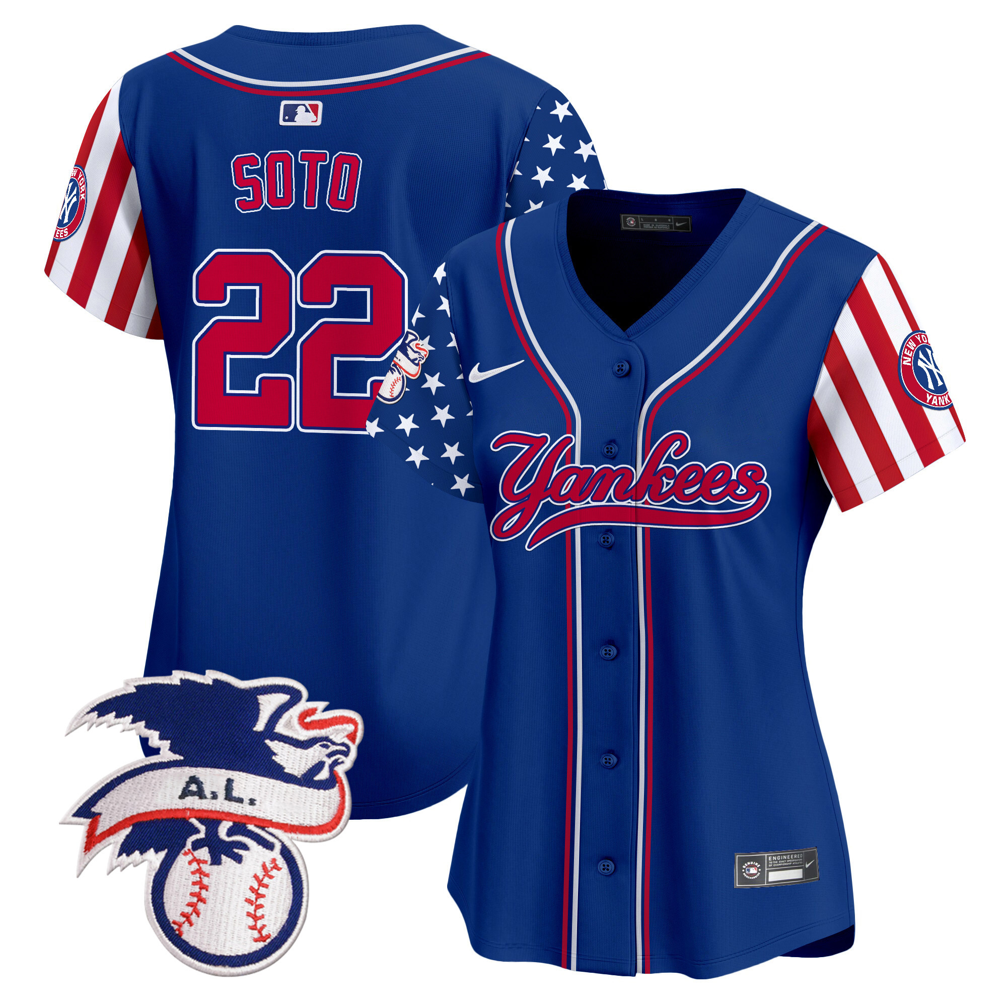 Women's Juan Soto New York Yankees 2024 Fourth of July Vapor Premier Limited Royal Jersey V7 - All Stitched