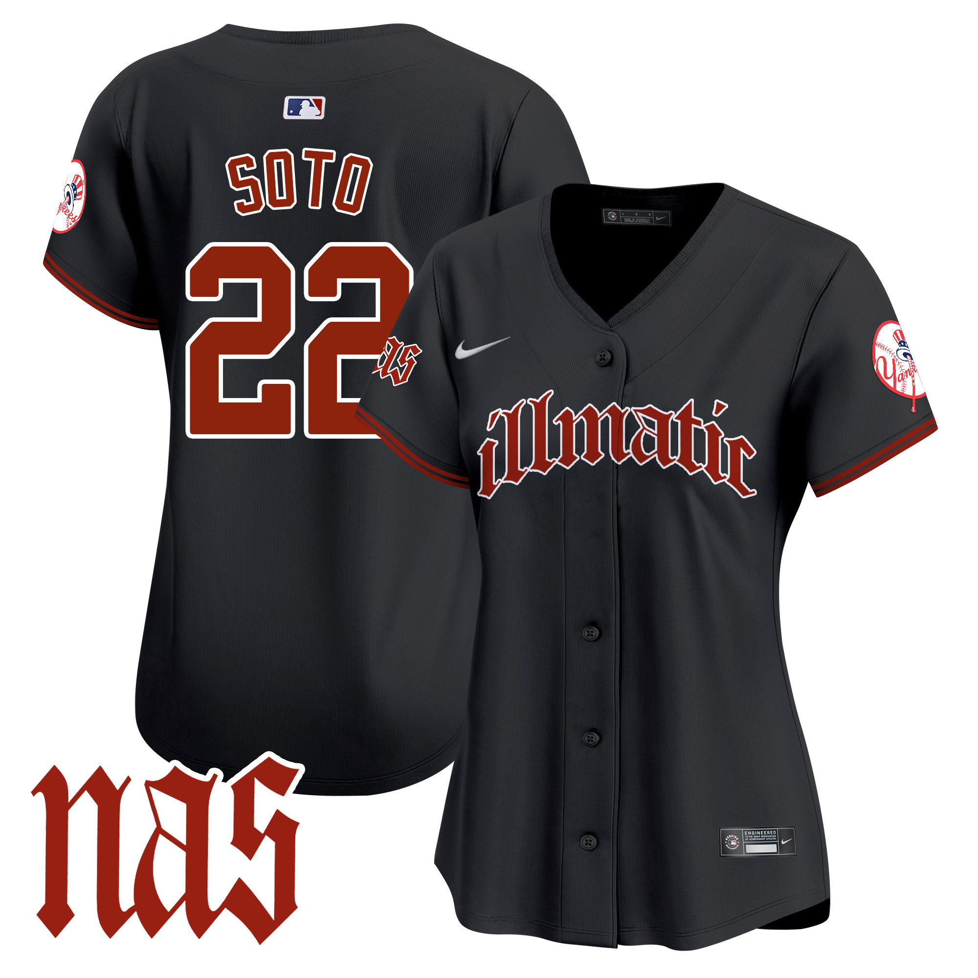 Women's Juan Soto New York Yankees Nas Illmatic Vapor Premier Limited Black Jersey - All Stitched