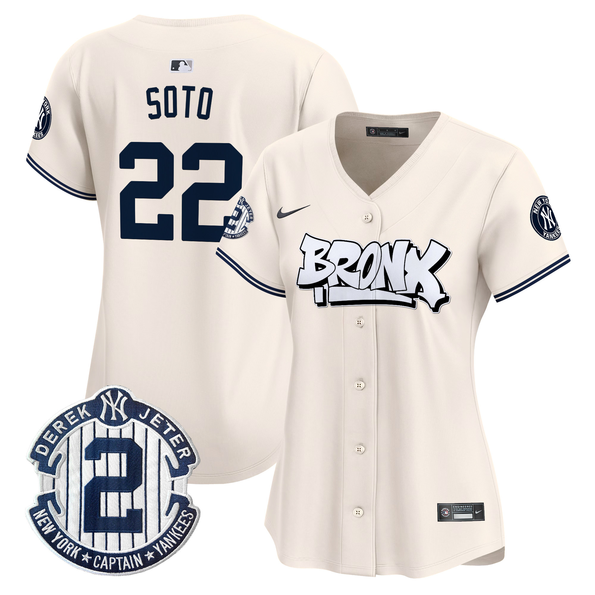 Women's Juan Soto New York Yankees The Bronx Graffiti Vapor Premier Limited Cream Jersey V3 - All Stitched