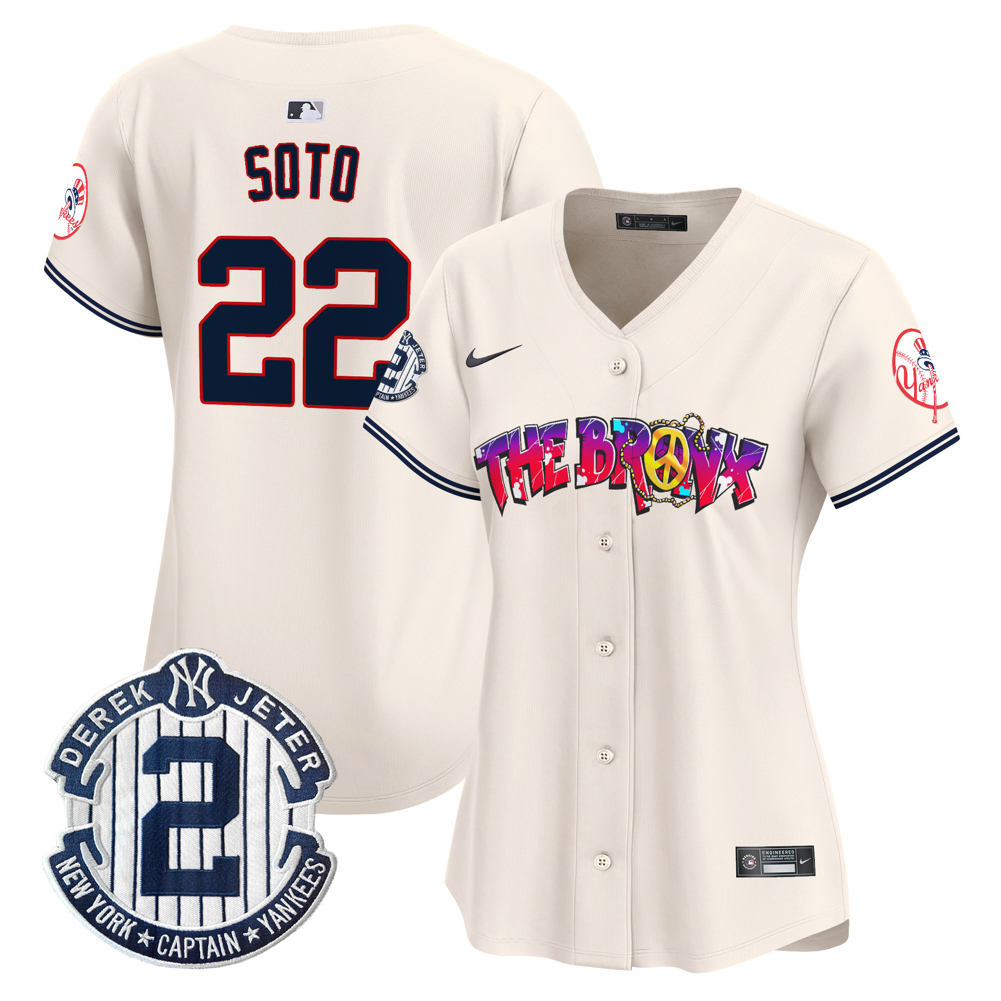 Women's Juan Soto New York Yankees The Bronx Graffiti Vapor Premier Limited Cream Jersey V7 - All Stitched