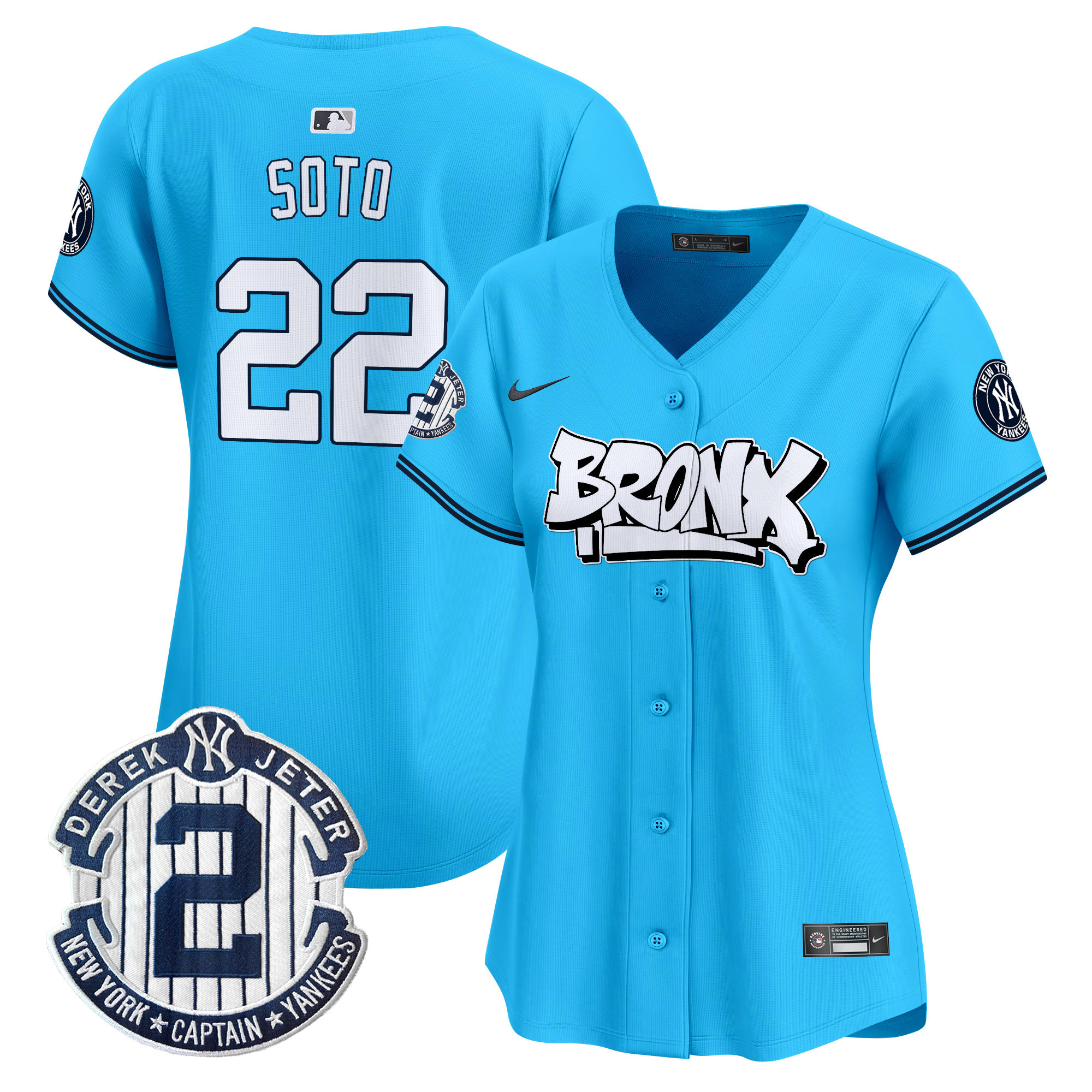 Women's Juan Soto New York Yankees The Bronx Graffiti Vapor Premier Limited Light Blue Jersey V3 - All Stitched