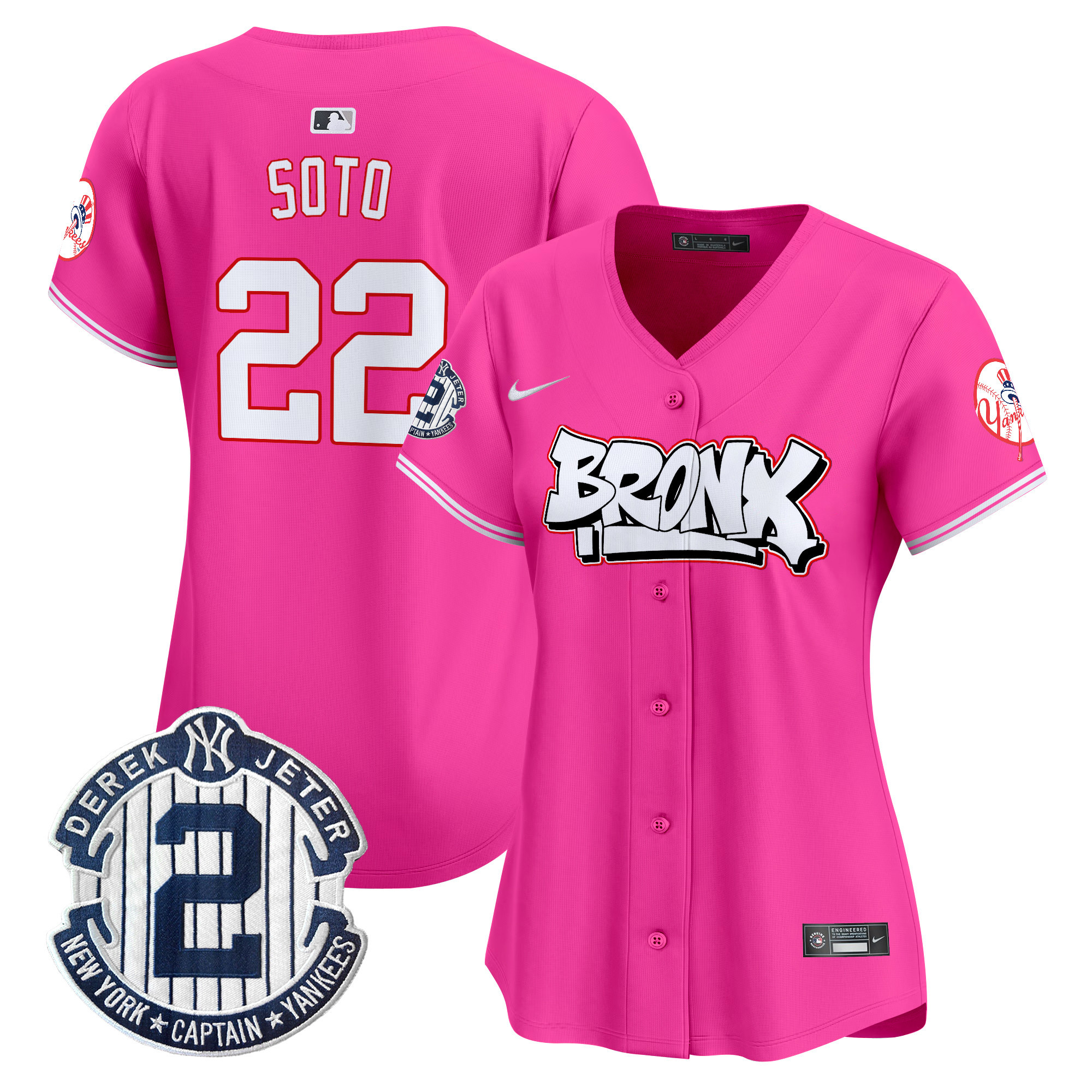 Women's Juan Soto New York Yankees The Bronx Graffiti Vapor Premier Limited Pink Jersey V4 - All Stitched